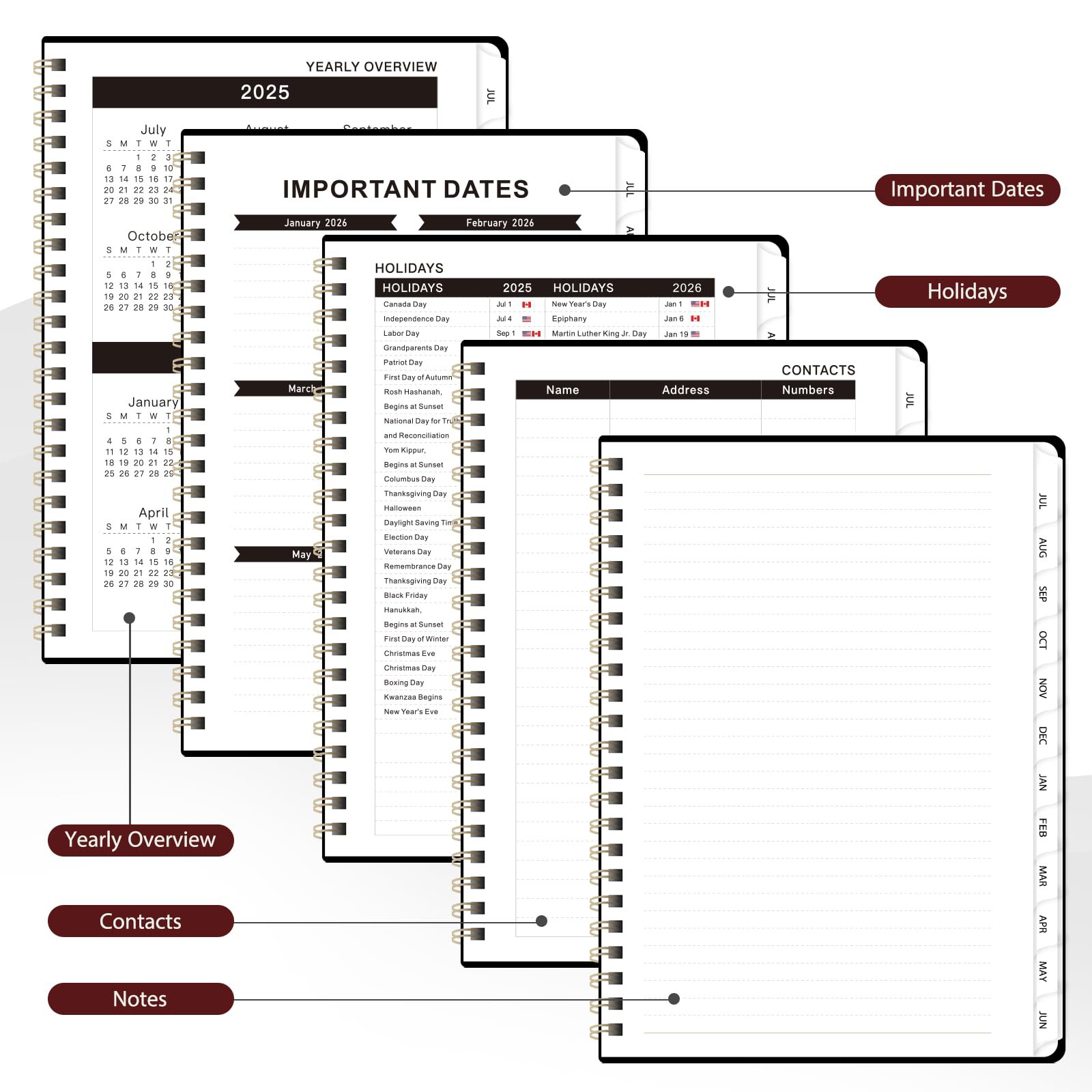 Teacher Student Planner 2025 2026, Hard Cover Organizer, Black