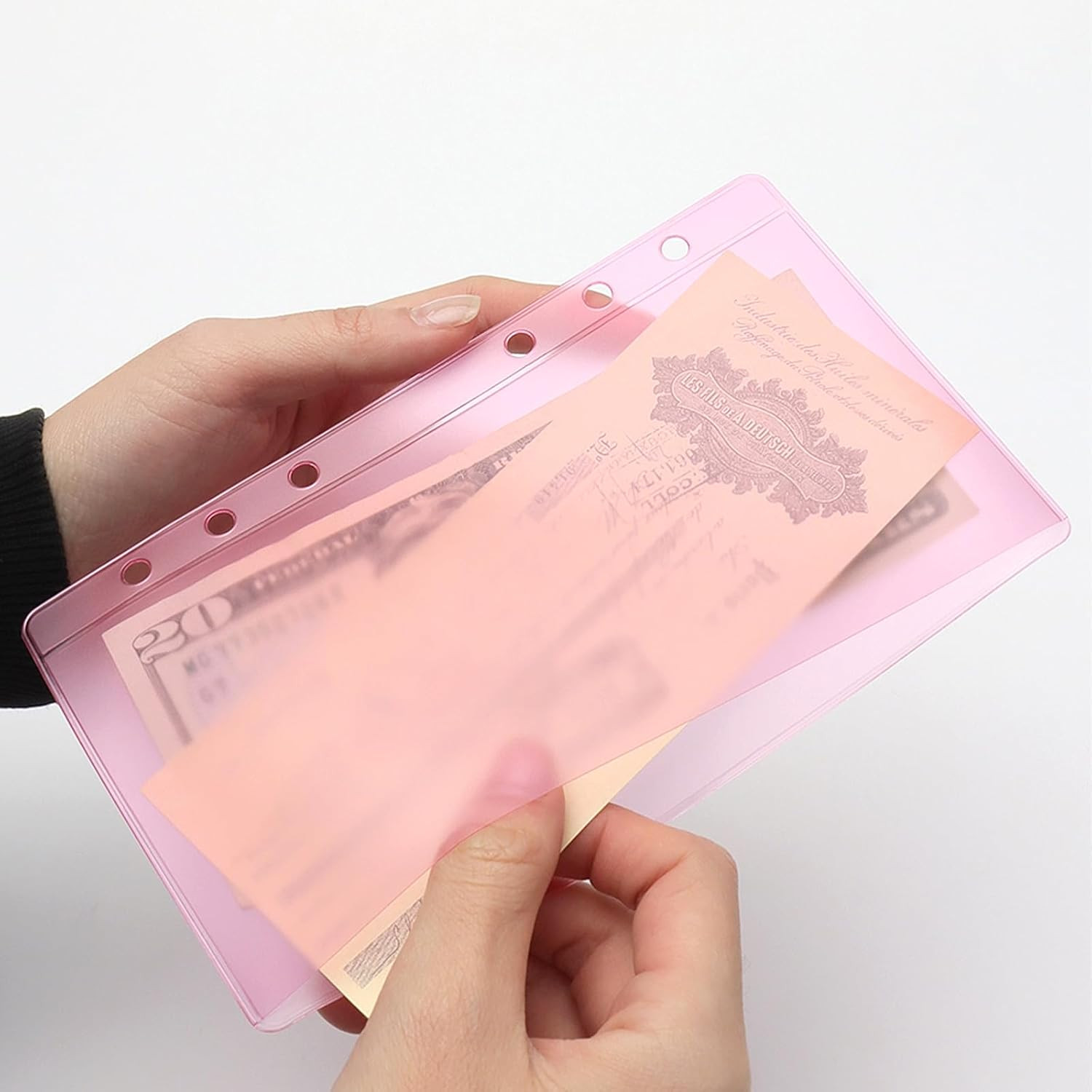 12Pcs Pink A6 Binder Pockets Zipless Cash Envelopes Budget Binder Inserts PVC Sh