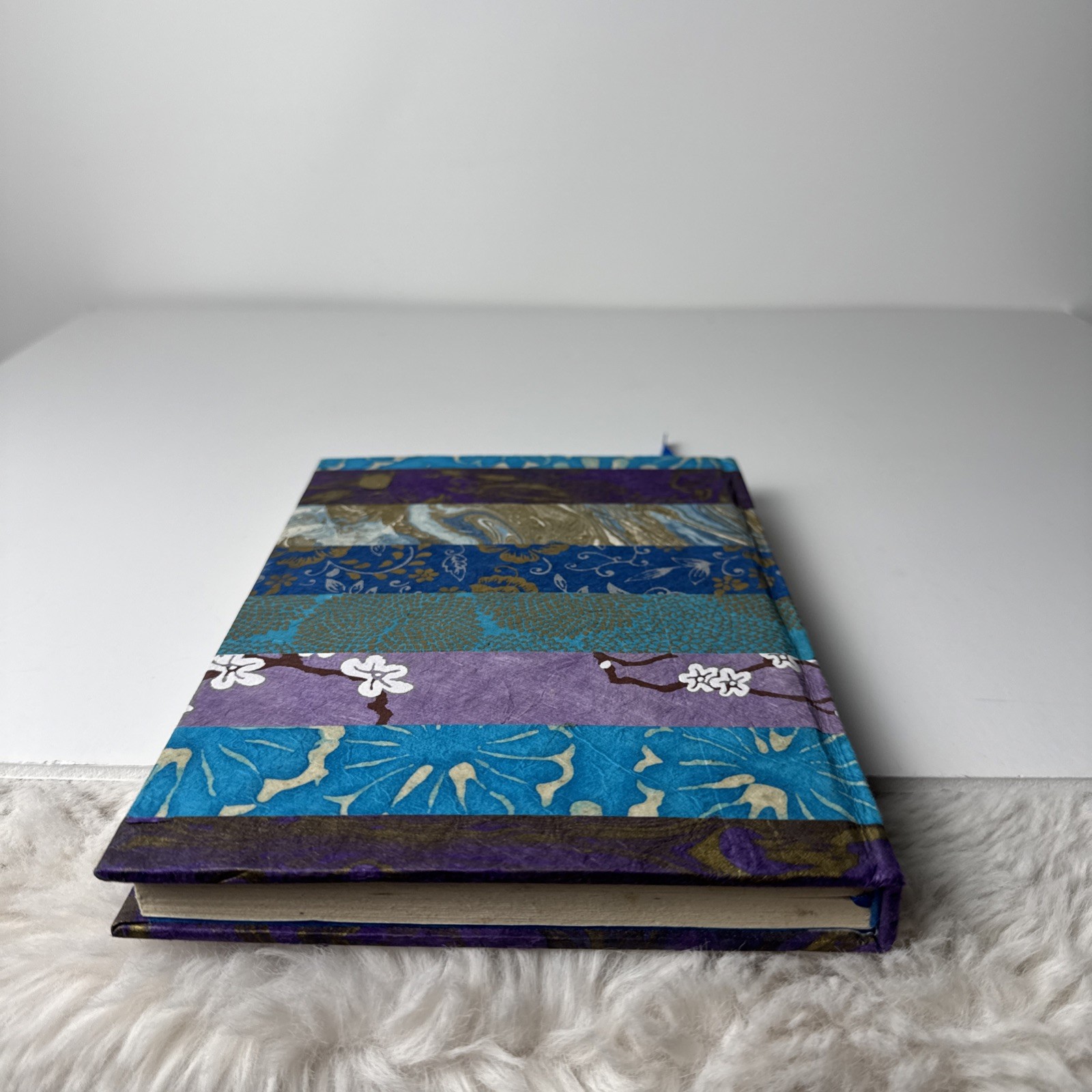 Blue Floral Journal Blank Diary Book Hard Cover Made From Lokta Plant from Nepal