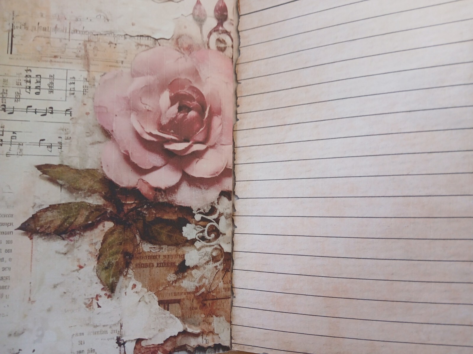 Junk Journal Booklet “3D FLOWERS 2″ Lg 6″x9” 40pg Dimensional Florals In Pink