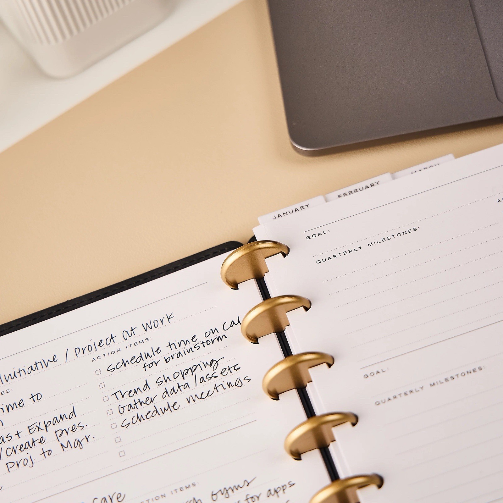 Blue Sky Citrine 2026 Calendar Planner Weekly New Year Faux Black Suede Ribbon