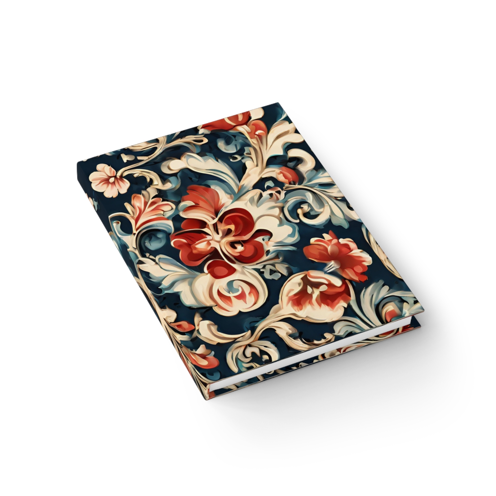 Norwegian Rosemaling Style Folk Art – Ruled Line Hardcover Journal – Norway Gift