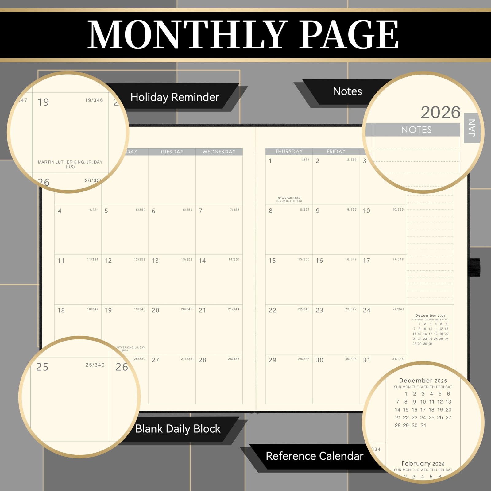 2026 Planner – Weekly and Monthly Planner 2026, Jan.2026 – Dec.2026, 9″ x 11