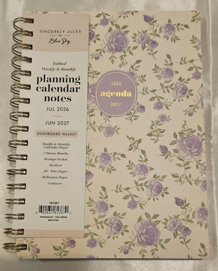 2026-2027 Blue Sky Sincerely Jules Purple Academic W&M Planner (5″ x 8″)