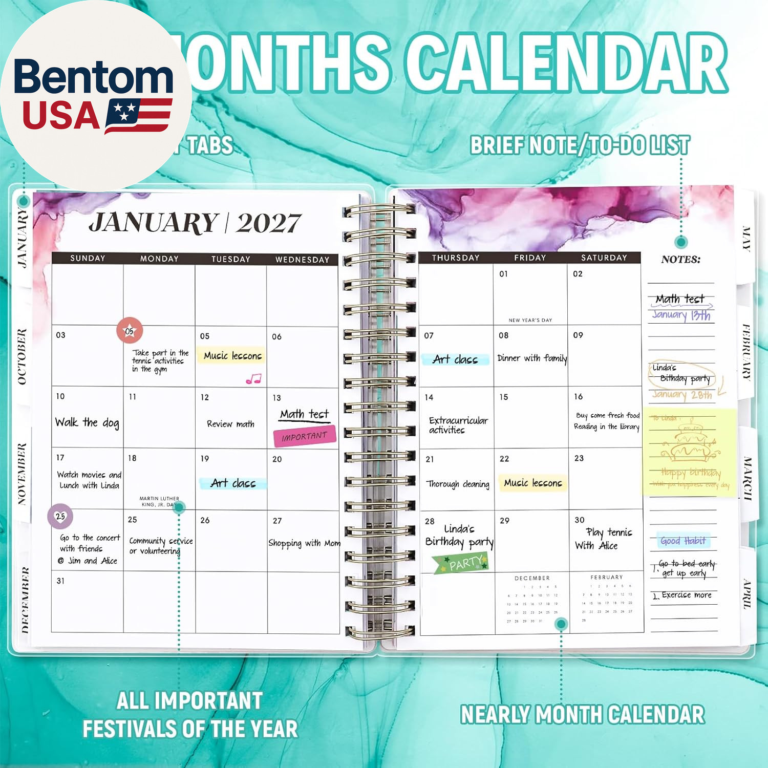 Planner 2026-2027, Large 18 Months Academic Daily Weekly Monthly Planner Yearly