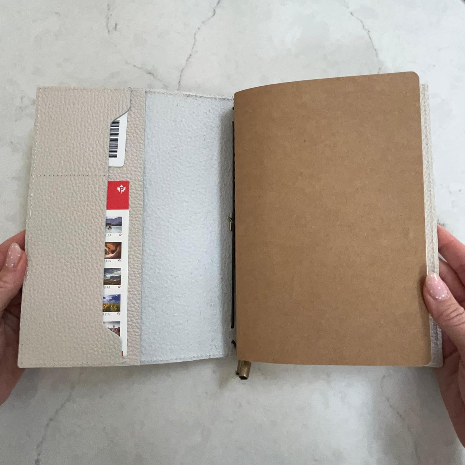 A5 Travelers Notebook with Pockets – Oat Leather Journal – 6″ X 8.5″ (15 X 22Cm)