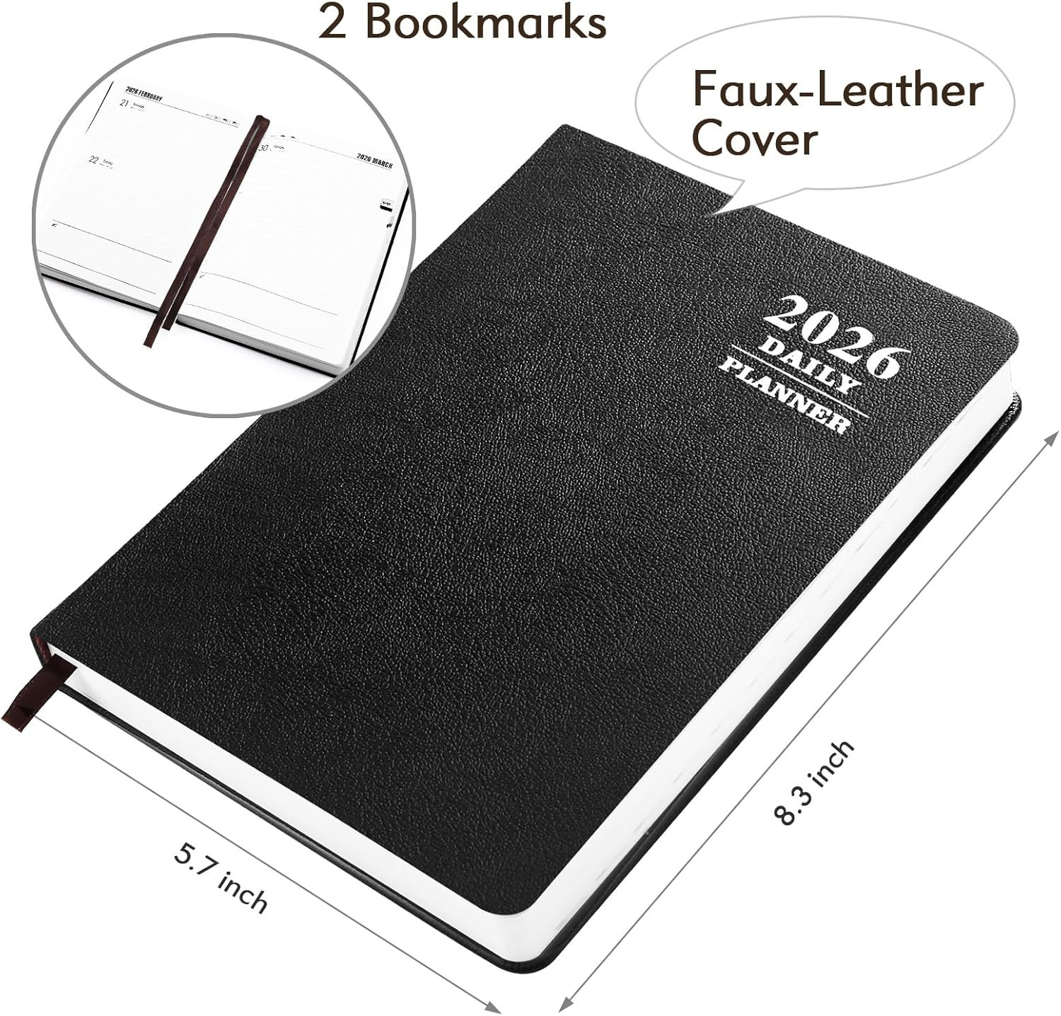 2026 Daily Hourly Planner – One Page a Day, 2026 Diary 5.7 X 8.3″ Hardcover Mont