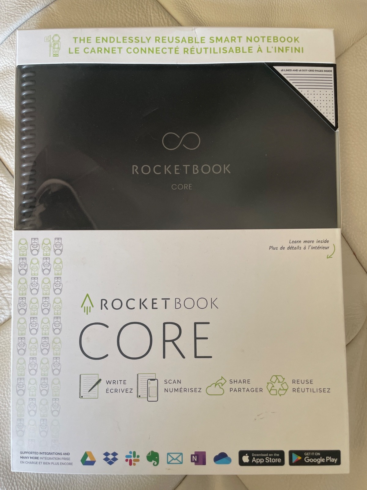 Rocketbook Core Smart Spiral Notebook, Dot-Grid & Lined Pages, 32 Pages, 8.5 x