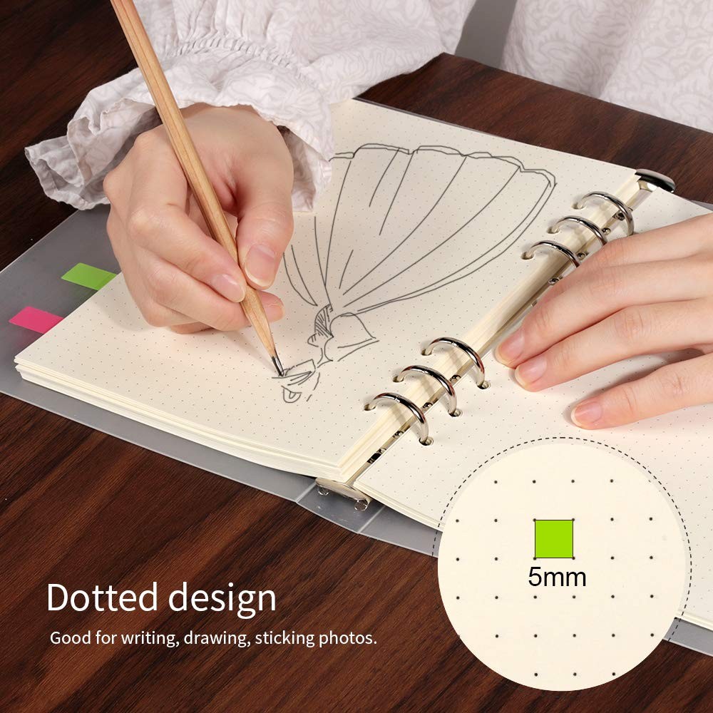 LEOBRO A5 Paper, Dotted Paper for Binder, Planner Inserts, with Off-White