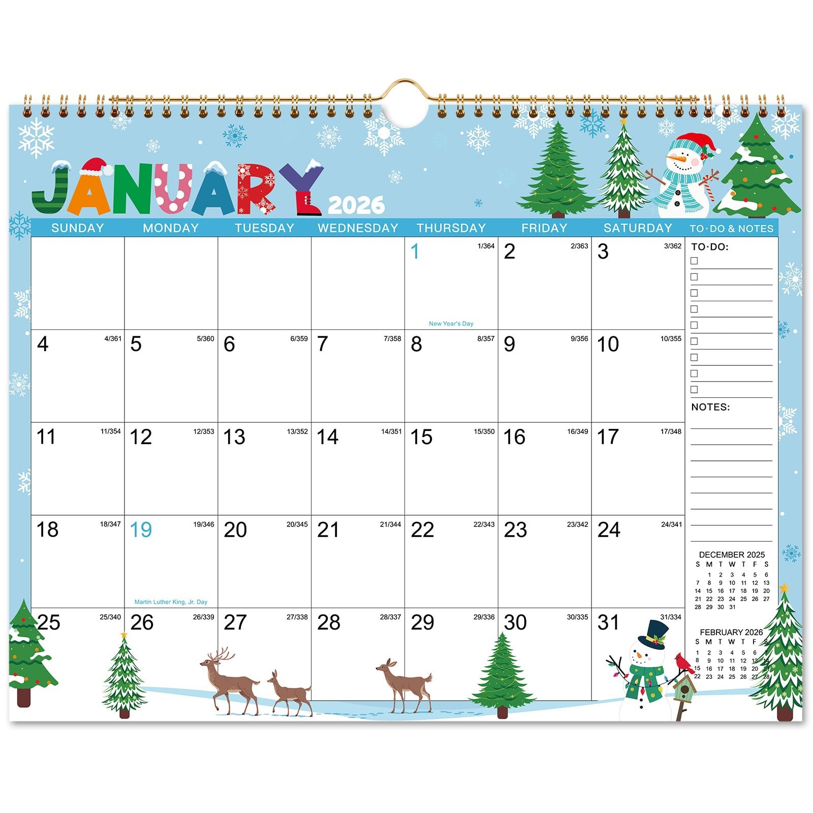 2026 Calendar – 2026 Wall Calendar, January 2026 – 14.8″ x 11.6″, Multicolor