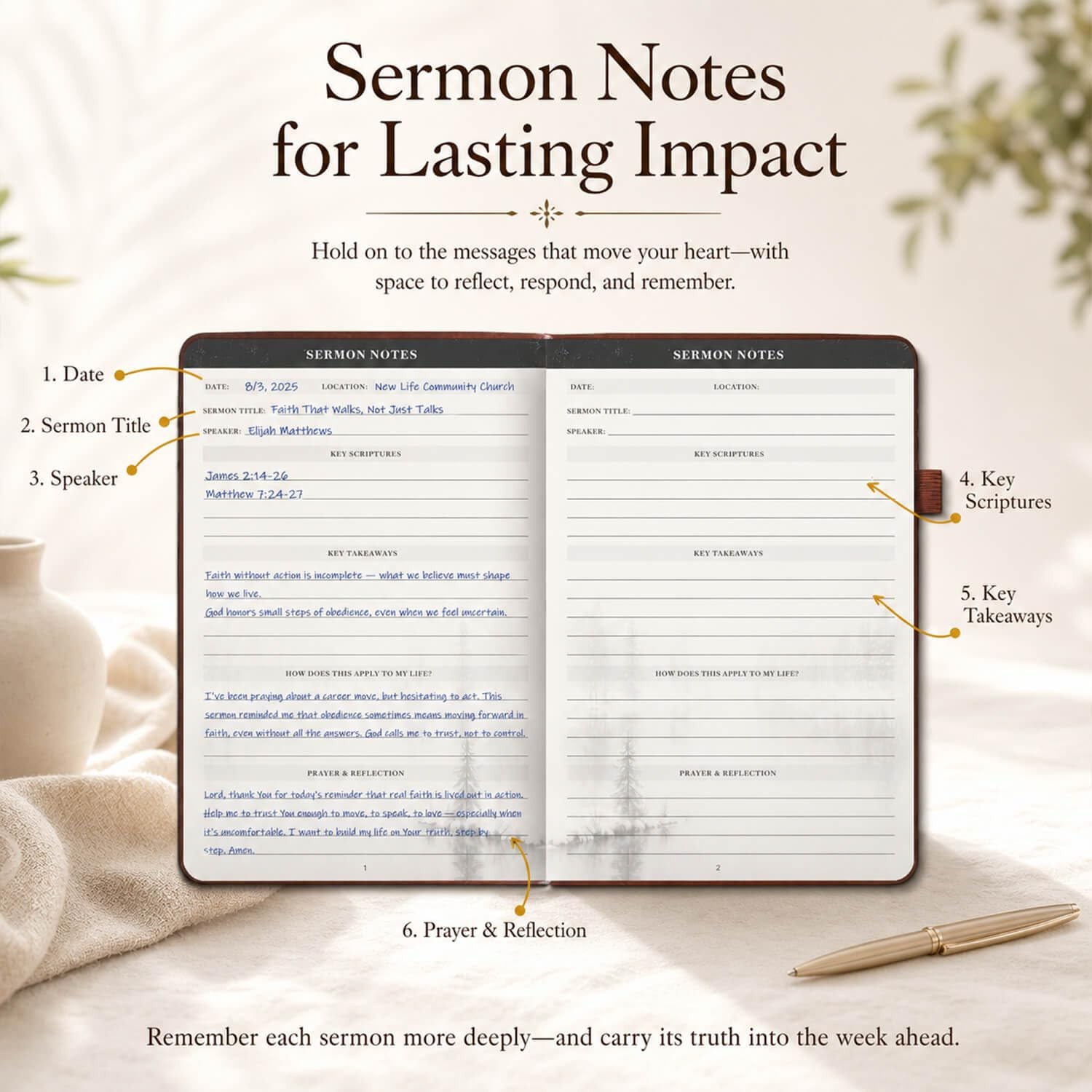 Christian Bible Journal for Men & Women – 5.3×7.6 inches, Antique Brown
