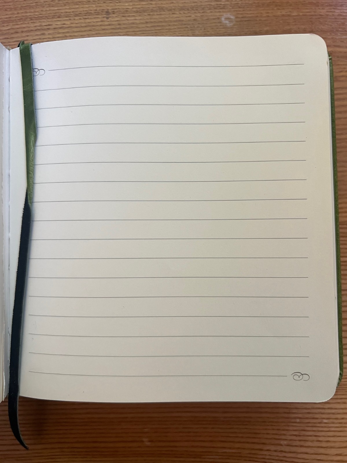 Fluer de Lis Green Lined Pages Journal Faux Leather Square