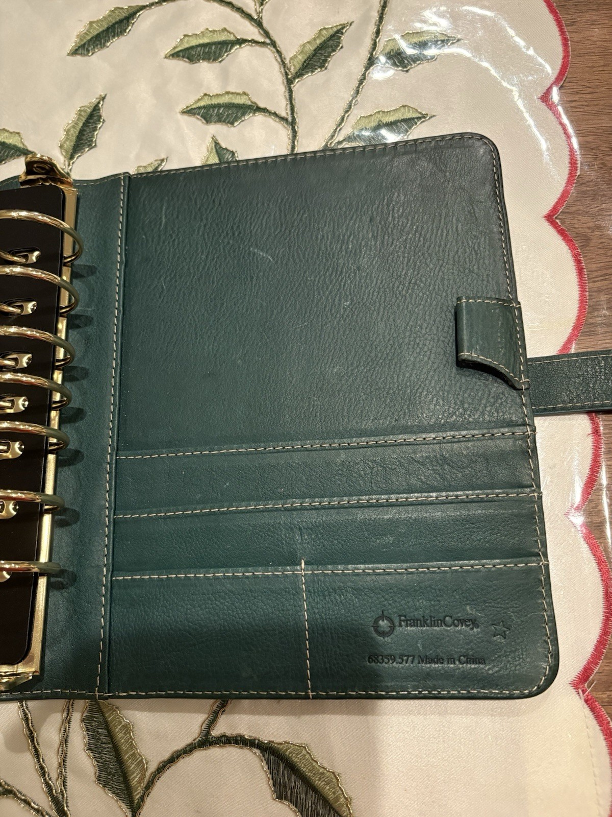 Franklin covey Vintage Aurora Full Grain Italian Leather Classic Teal/ Green