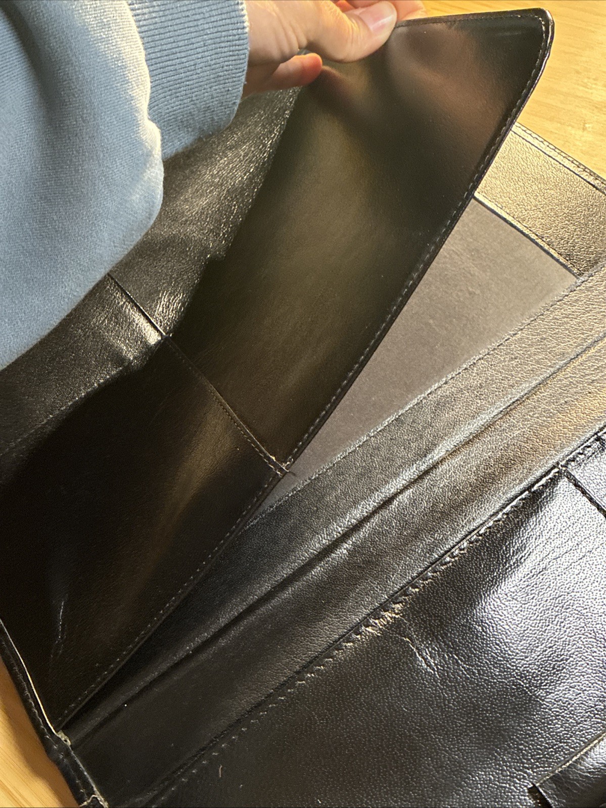 SevenKLeather Black Leather Folio Luxurious Leather Smells So Good! 12.5×10 in