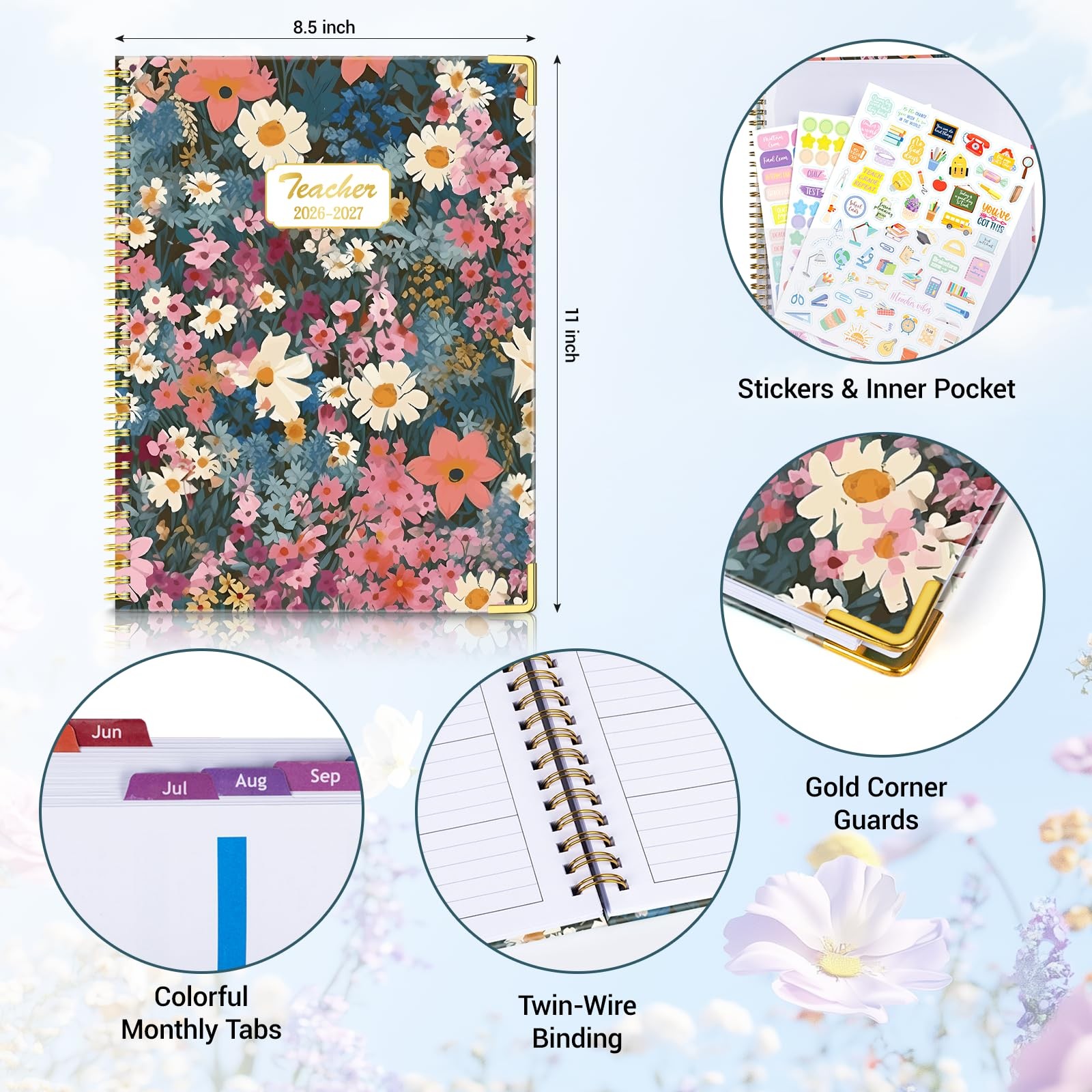 Teacher Planner 2026-2027 Academic Year, Jul.2026 – 2026-2027, Multicolor