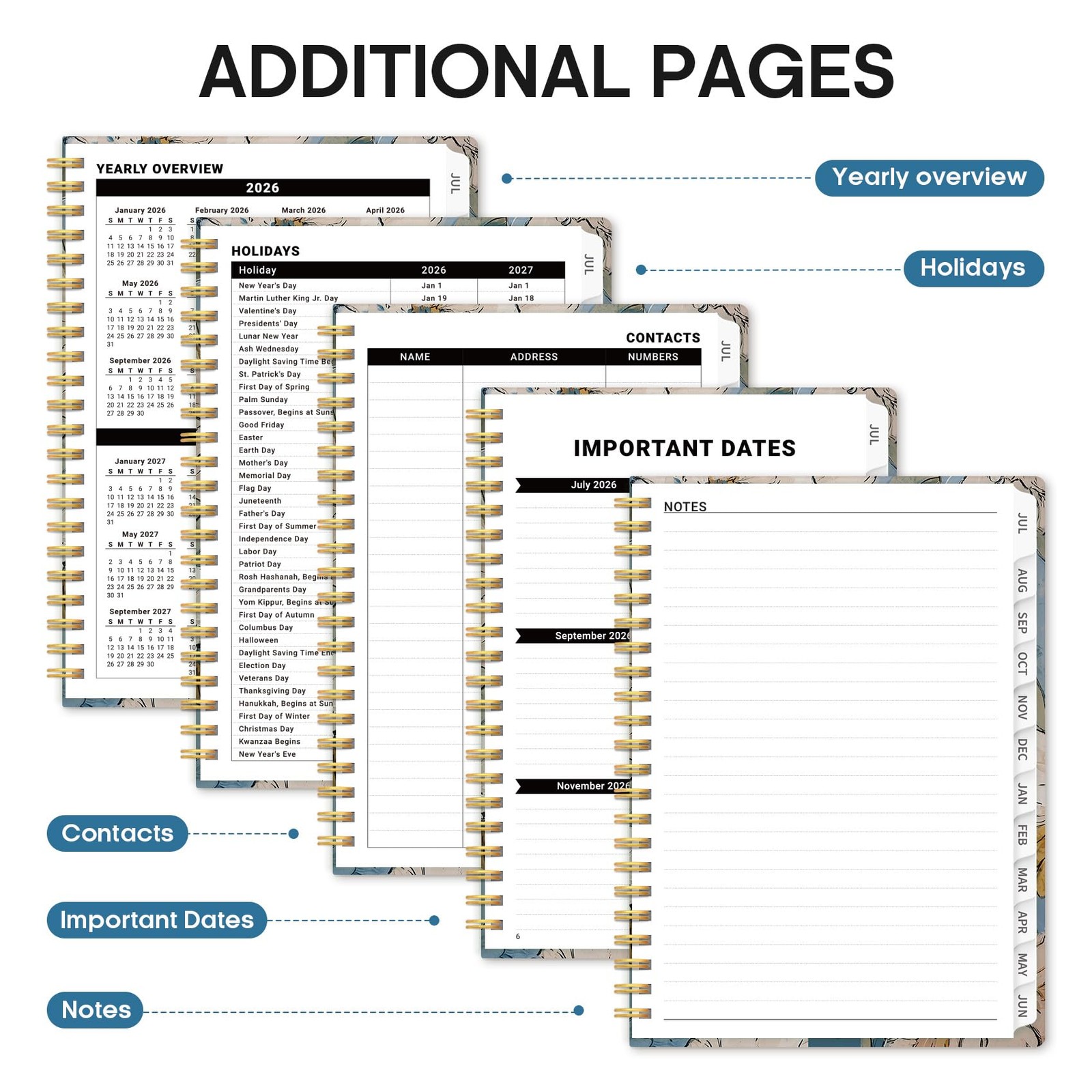 Planner 2026-2027, Academic Monthly & Weekly Planner, Jul 2026 – Jun 2027,…