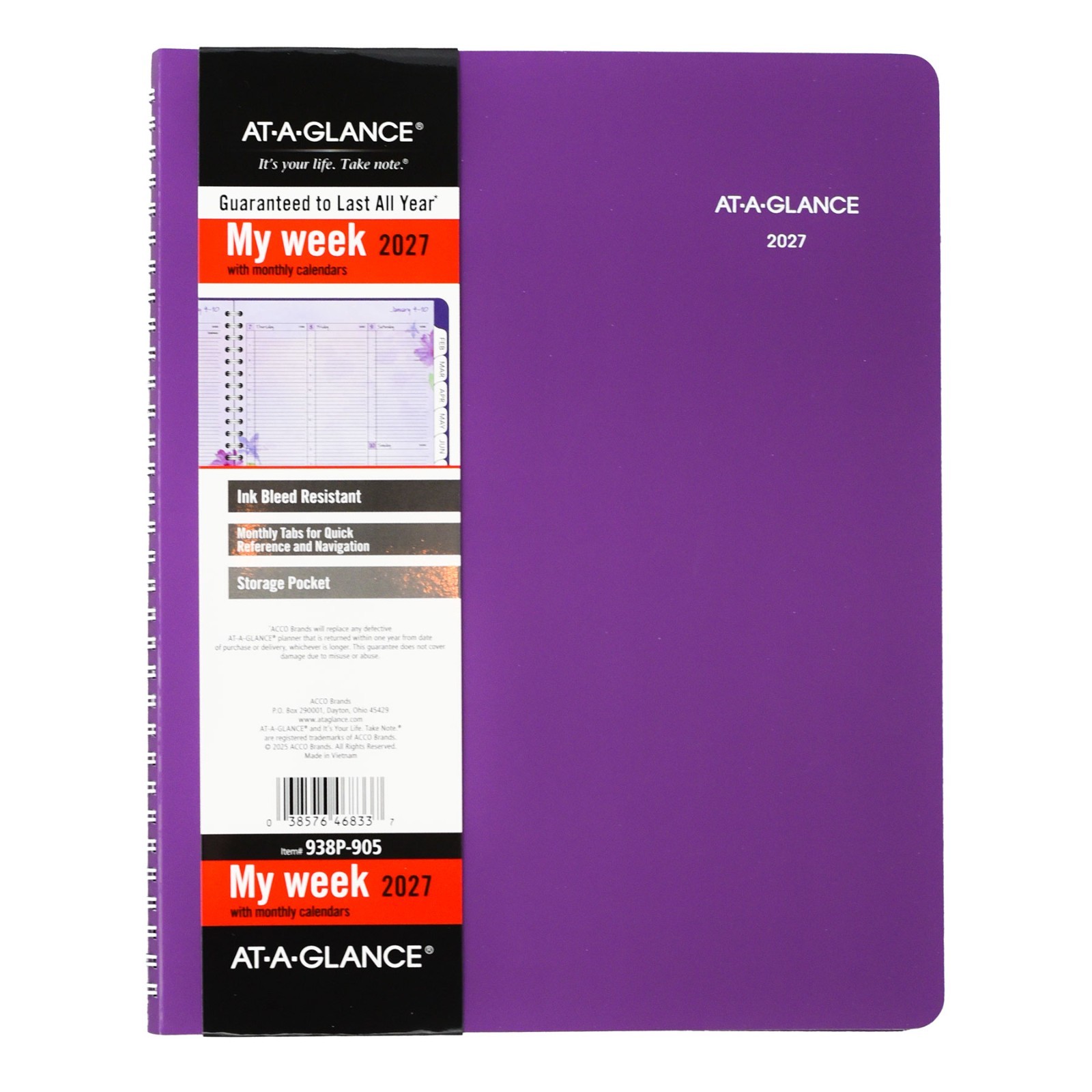 2026 At-A-Glance 938P-905 Beautiful Day Weekly Monthly Planner, 8-1/2 x 11″