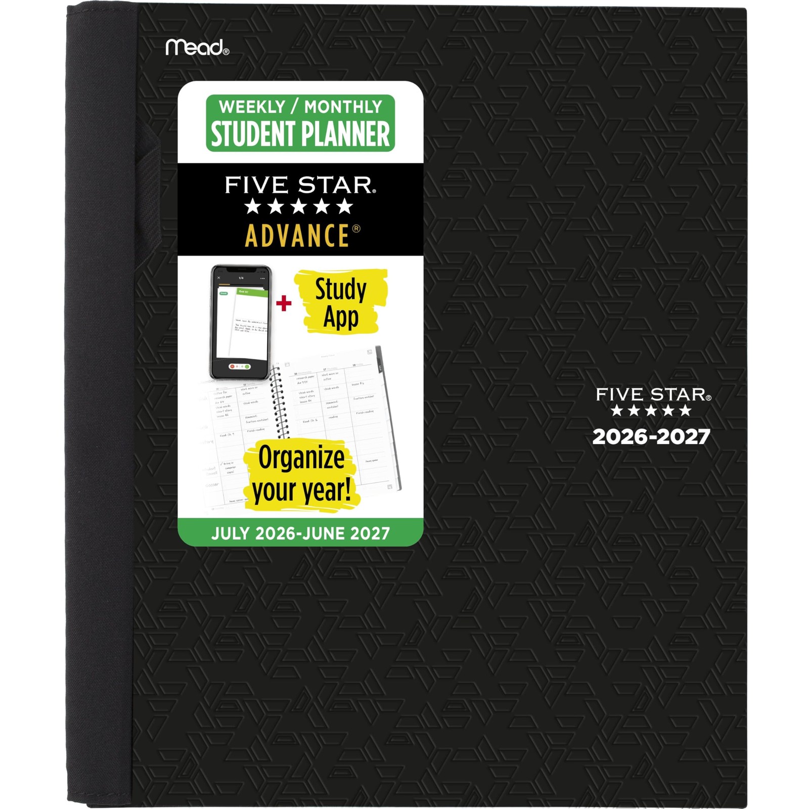 Five Star Planner 2026-2027 Weekly & Monthly Letter (8.5 x 11 inches), Black