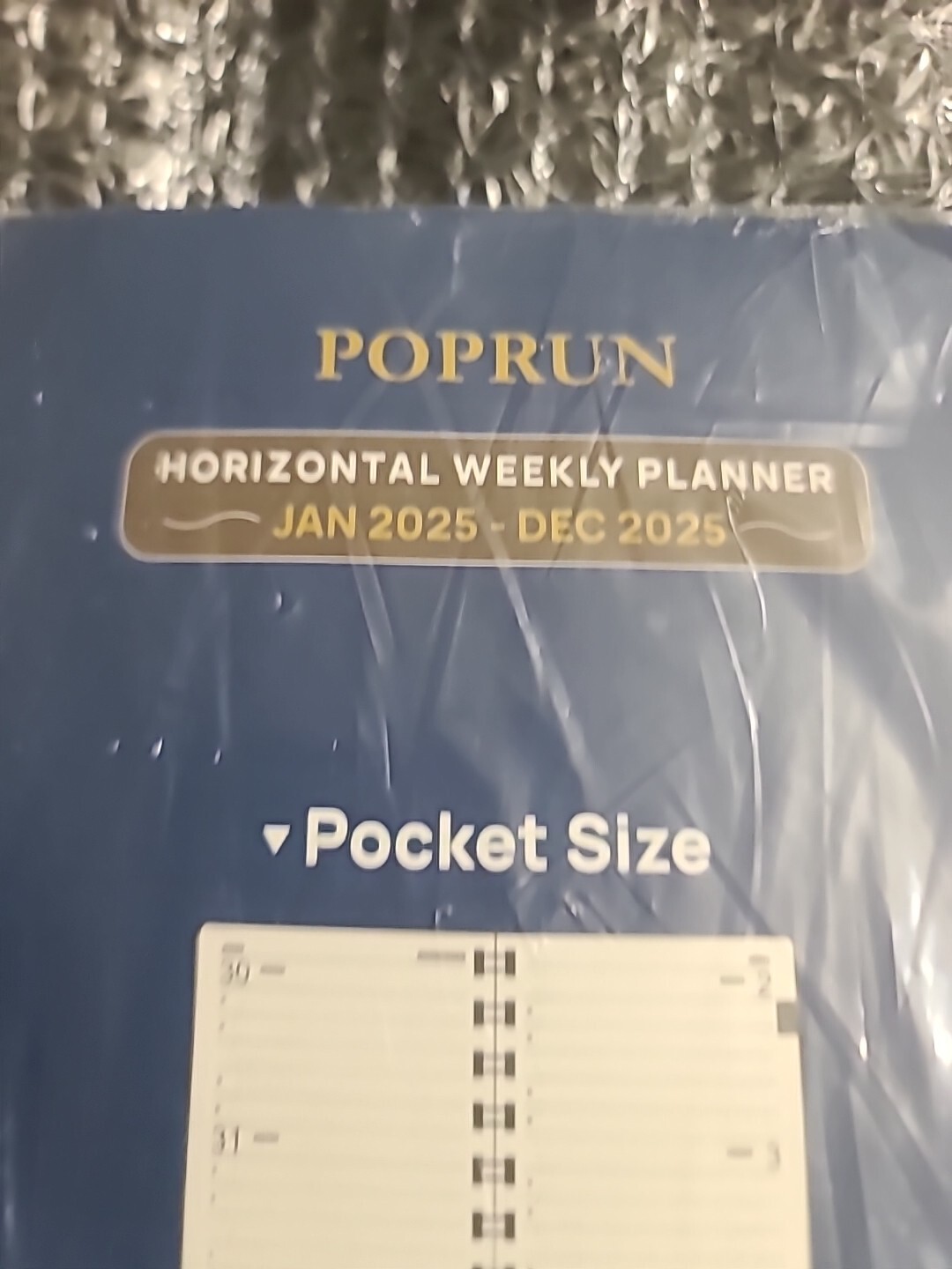 Jan25 Dec25Horizontal Weekly Planner Poprun 3.5″ x 6.5″ Hardcover Blue Pocket Sz