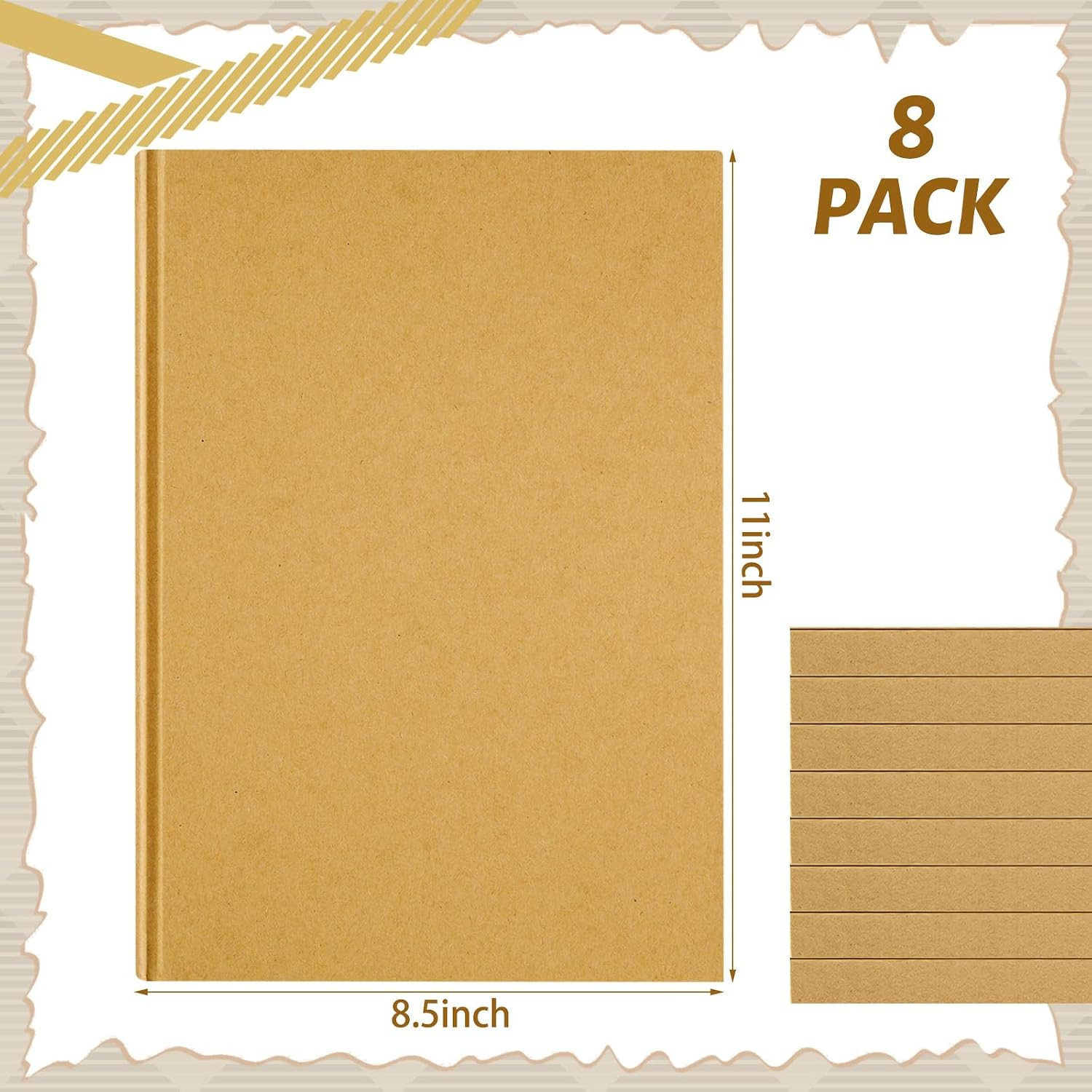 8 Pcs Blank Notebooks Journals Bulk 100 Sheets/200 Pages 11 X 8.5 Inch Unlined C