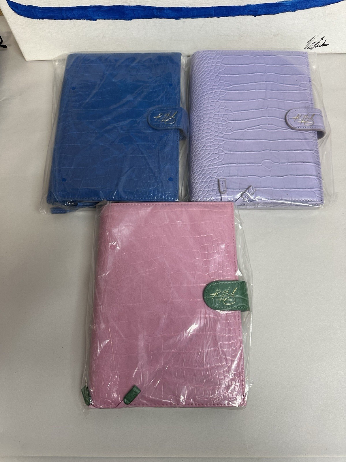 R. Hinds luxe Leather Croc Notebook (Lot of 3) Pink, Red, Lavender