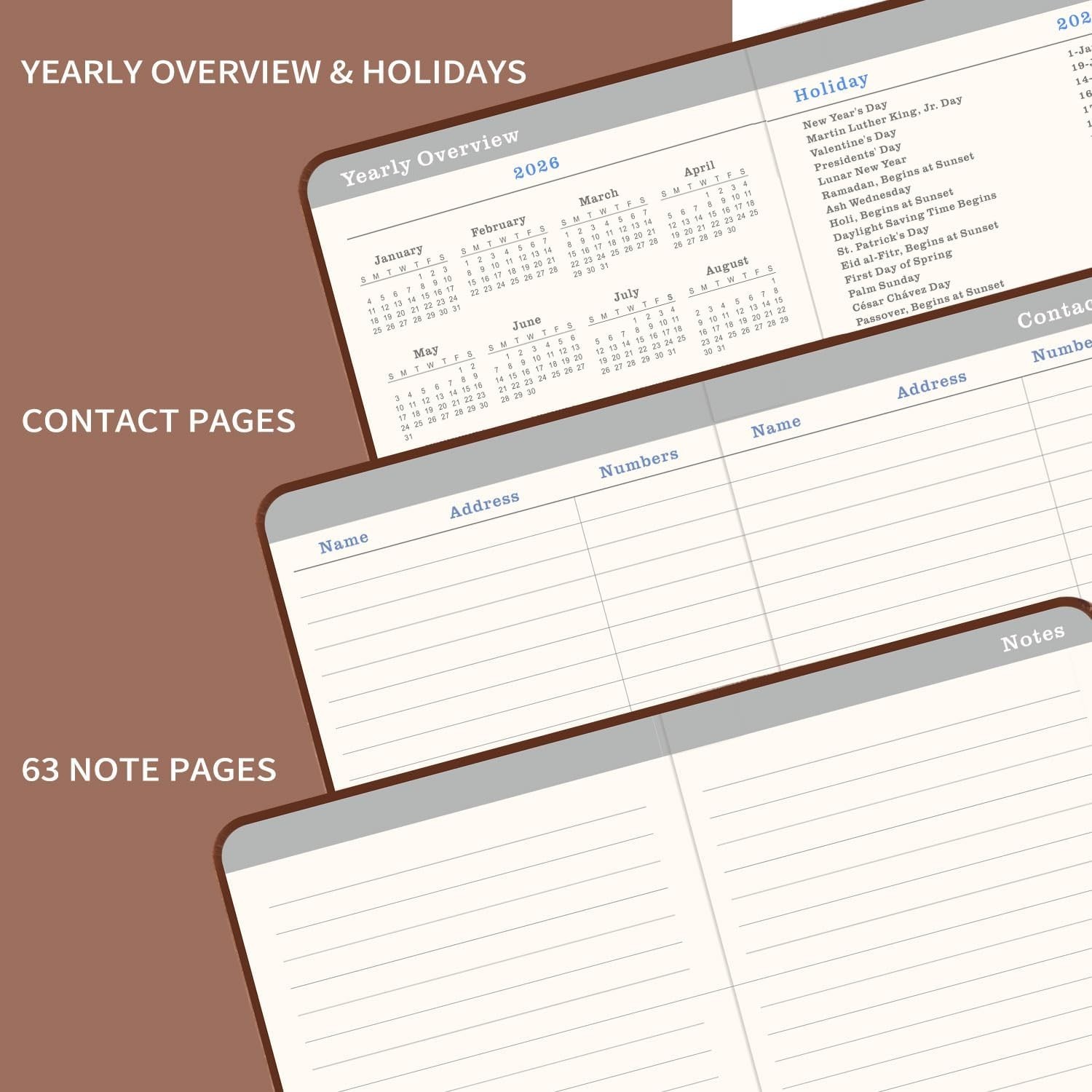 Durable Faux Leather Planner for Students and Professionals, 36 Coverage