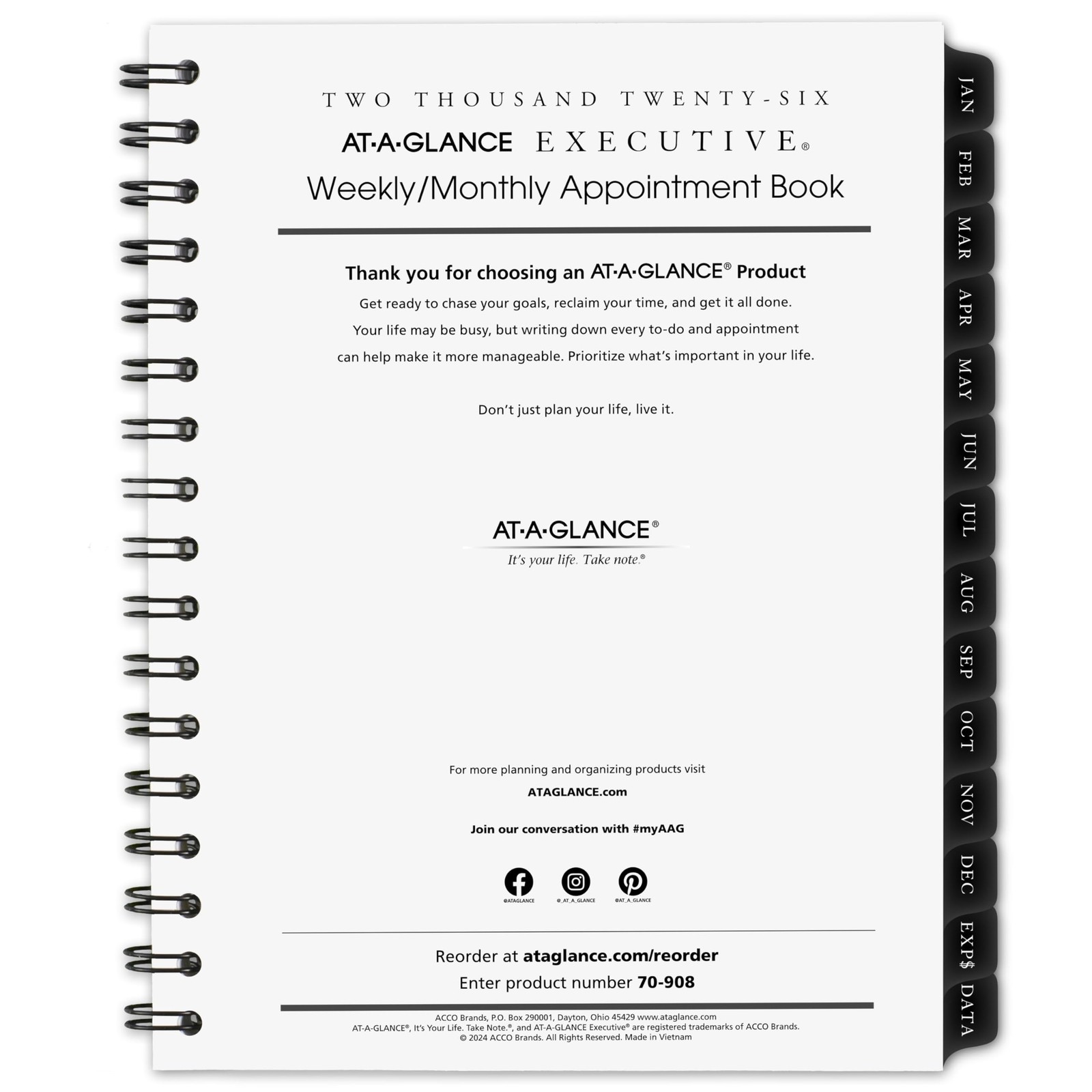AT-A-GLANCE 2026 Weekly Monthly Appointment Book 6.5 x 8.75 inches, White