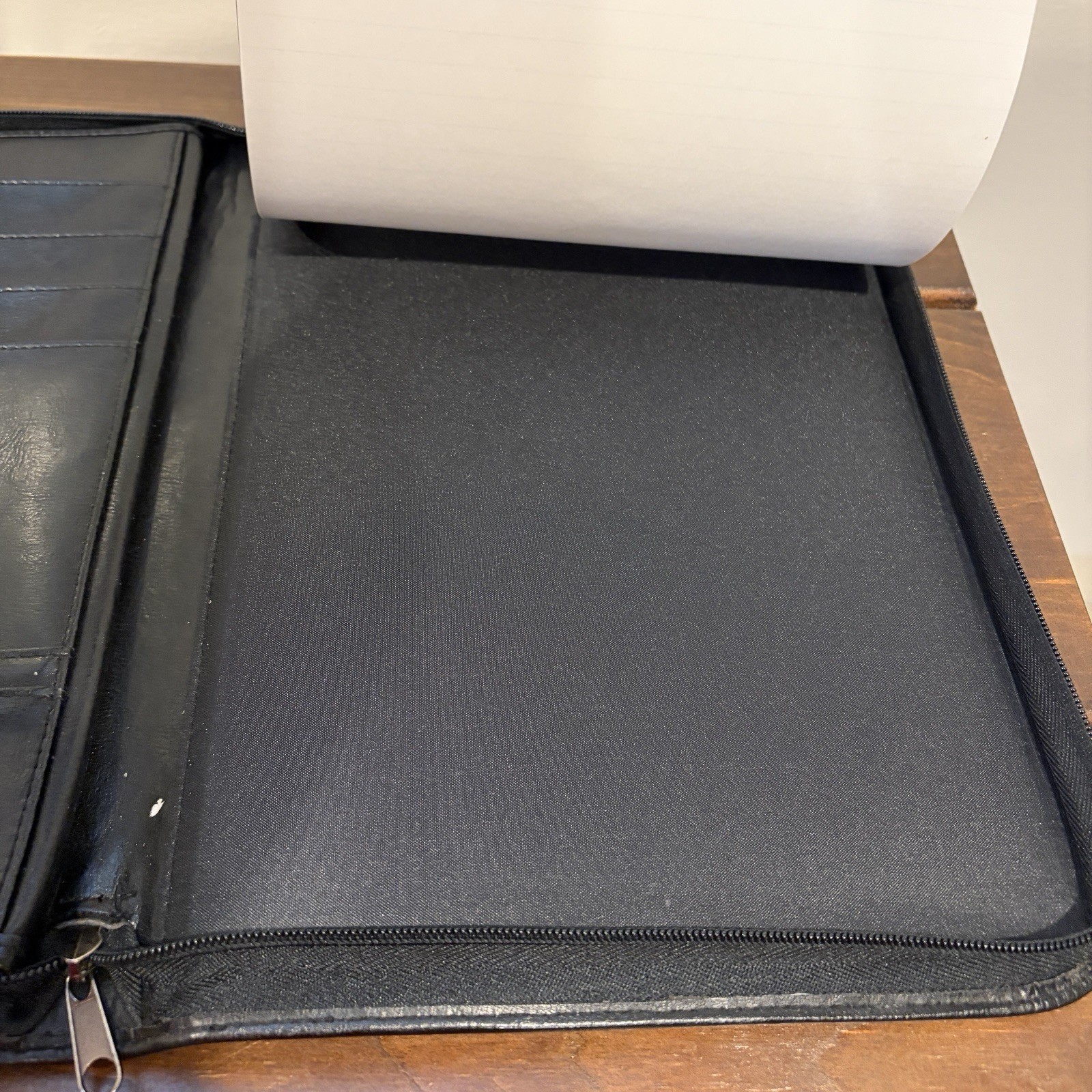 Zippered Padfolio Letter Portfolio Executive Organizer Universal Black Leather