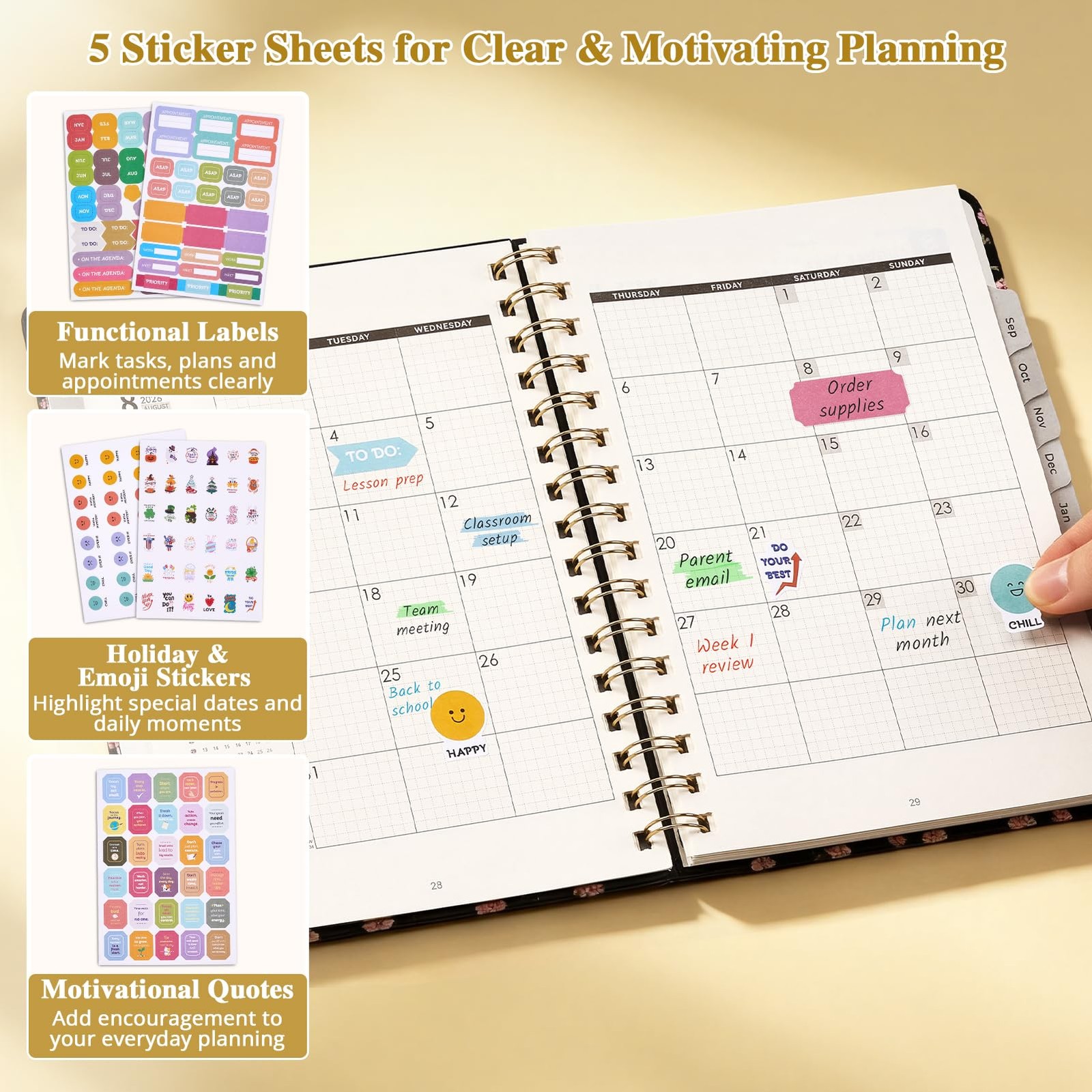 JoyCat Academic Planner 2026-2027, July 6.3 x 8.5 inches, Midnight Garden