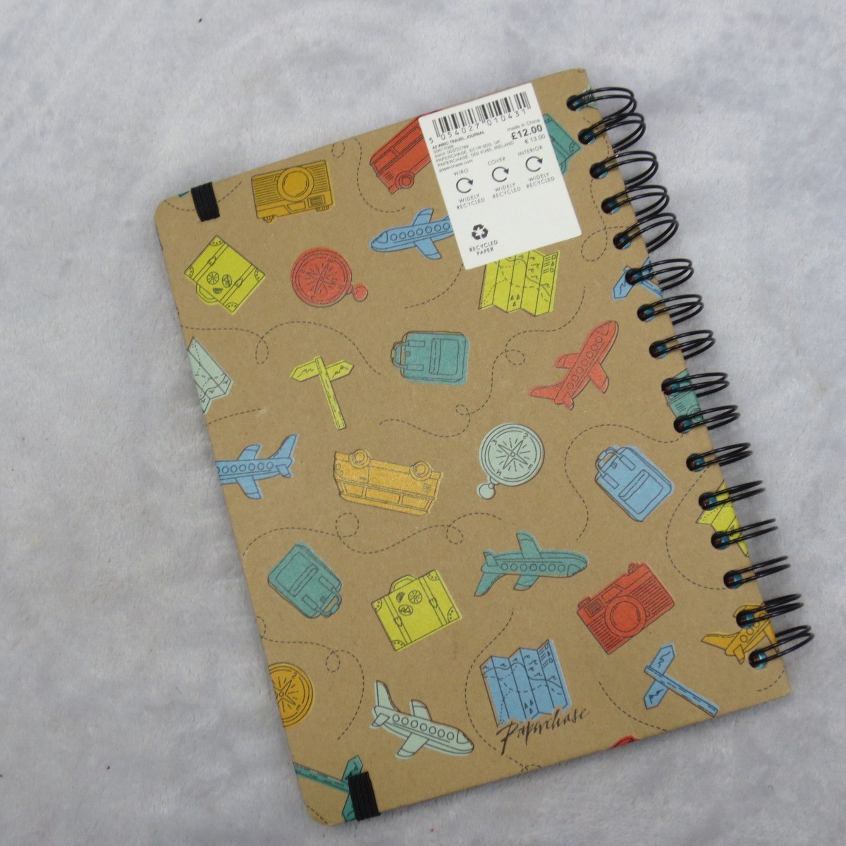 Paperchase World Travel Journal Recycled Paper Hardbound Souvenir Pockets NEW