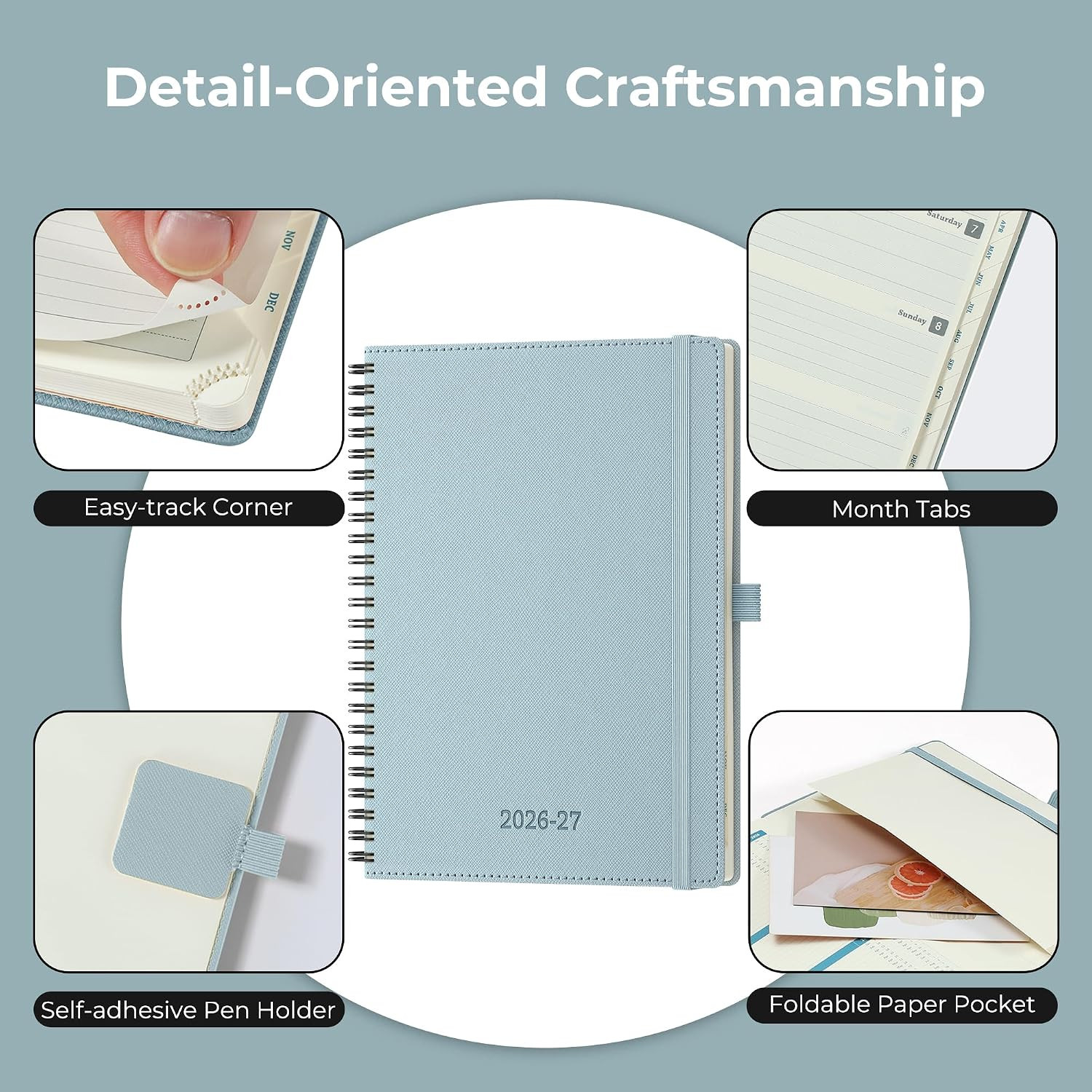 Planner 2026-2027 Daily Weekly and Monthly,8.5″X6.5″,18 Months Spiral Bound Cale