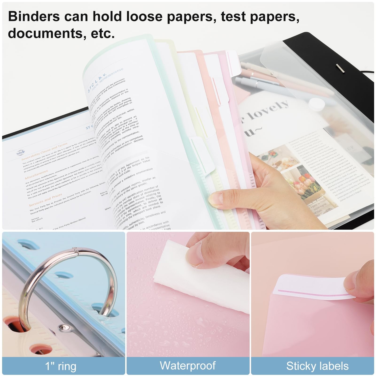 Binder With Dividers Project Organizer 12 Pockets Folder Elastic Closure