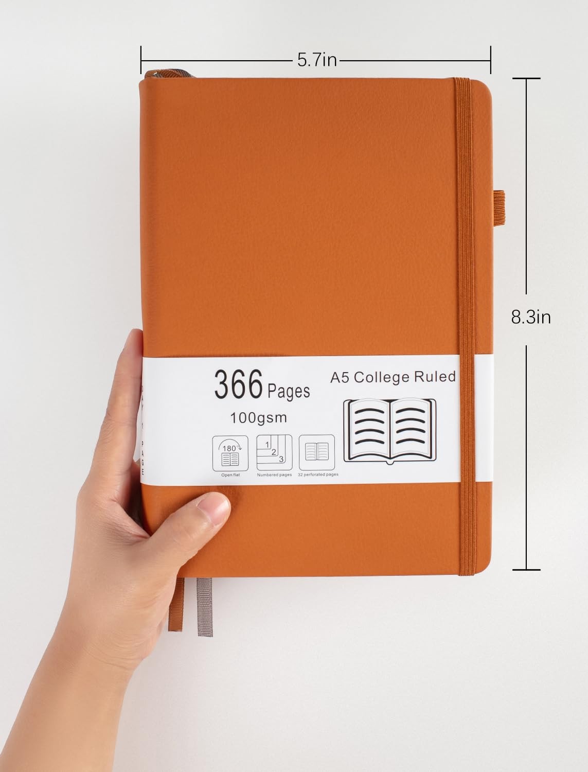 College Ruled Notebook with 366 Numbered Pages, A5 Journals 5.7″x8.3″ Pink