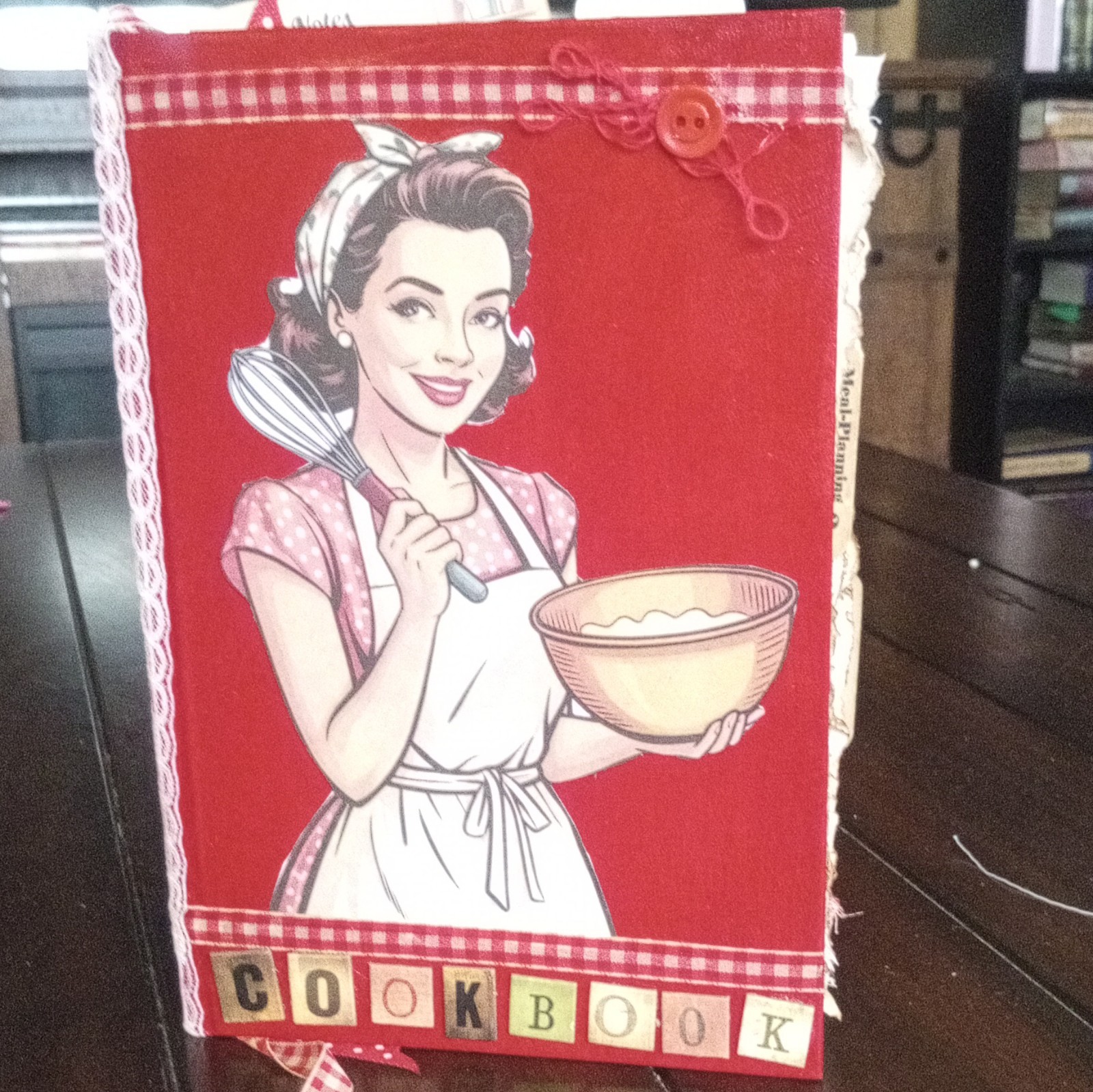 Handmade Kitchen Cookbook Recipe Junk Journal, Red Cover, Cards & Meal Pages