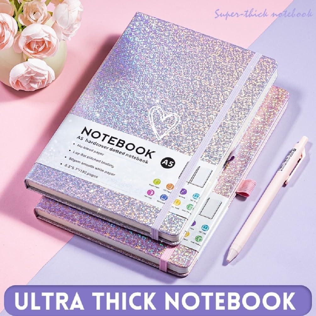 Bling A5 Notebook With Pen Lined Journal Notebook A5 Notepad For Girls Purple