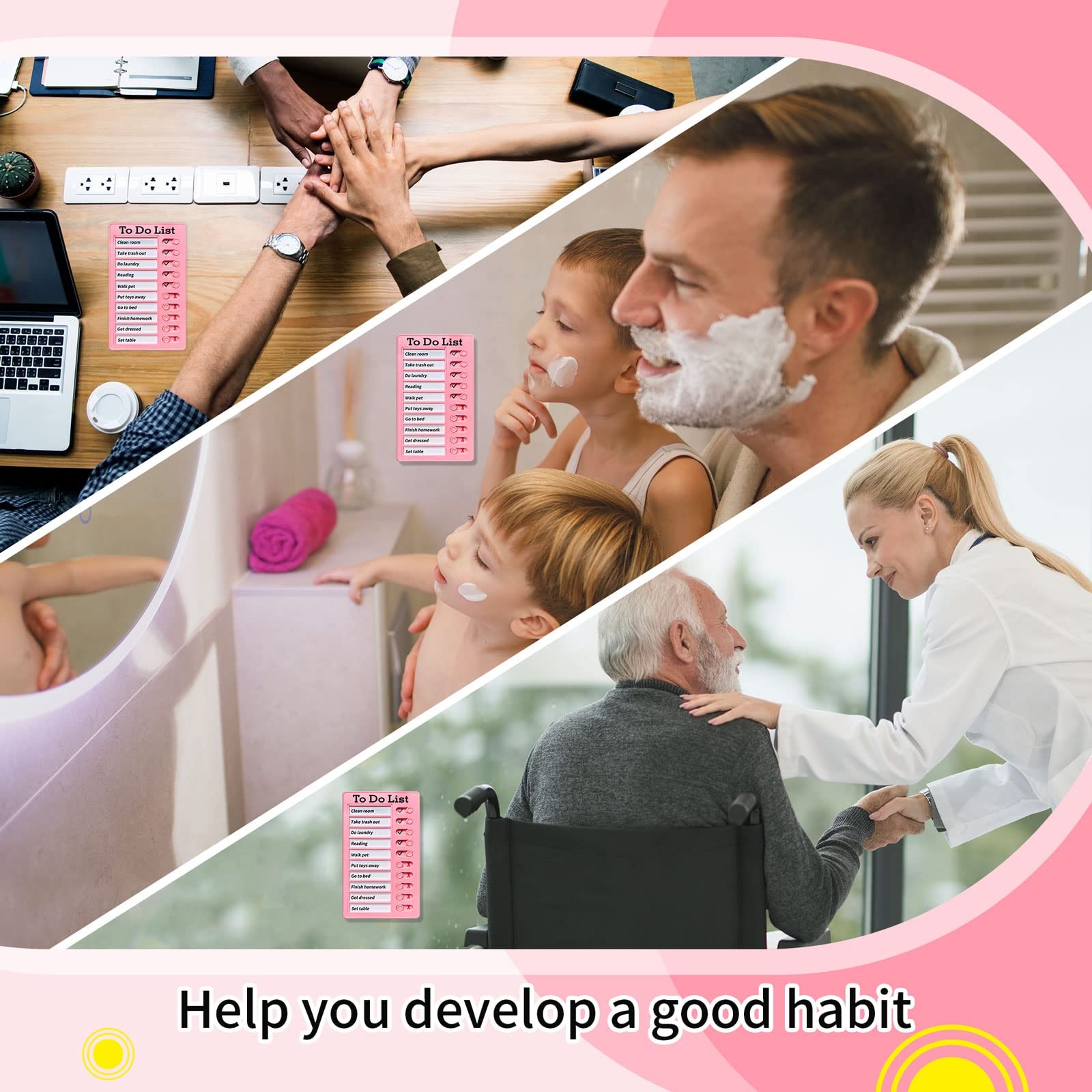 Chore Chart for Kids,To Do List, Daily Routine Chart, 4.8×7.9 inches, pink
