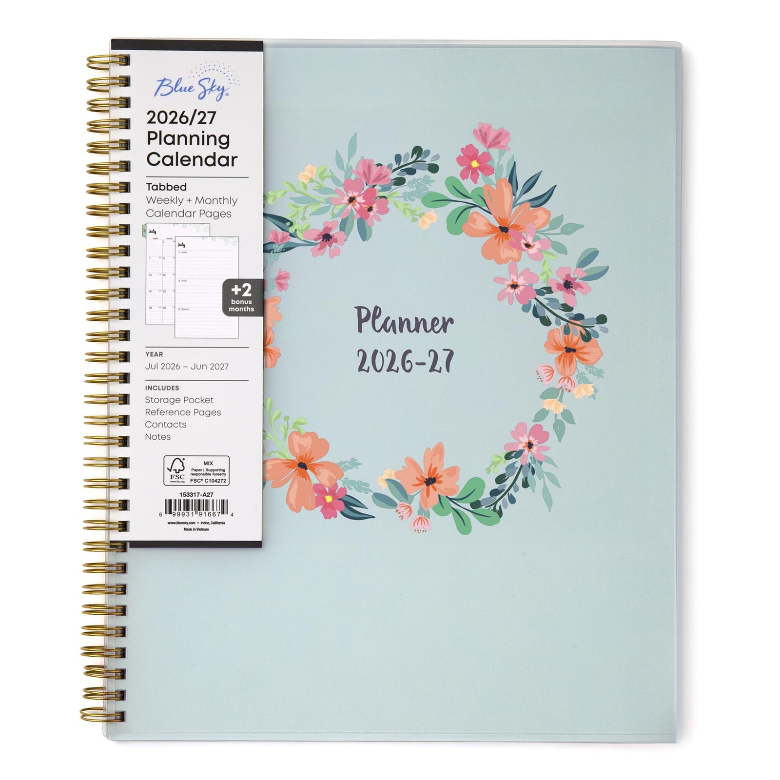 2026-2027 Weekly and Monthly Academic Year Planner Calendar, July 2026 – June…