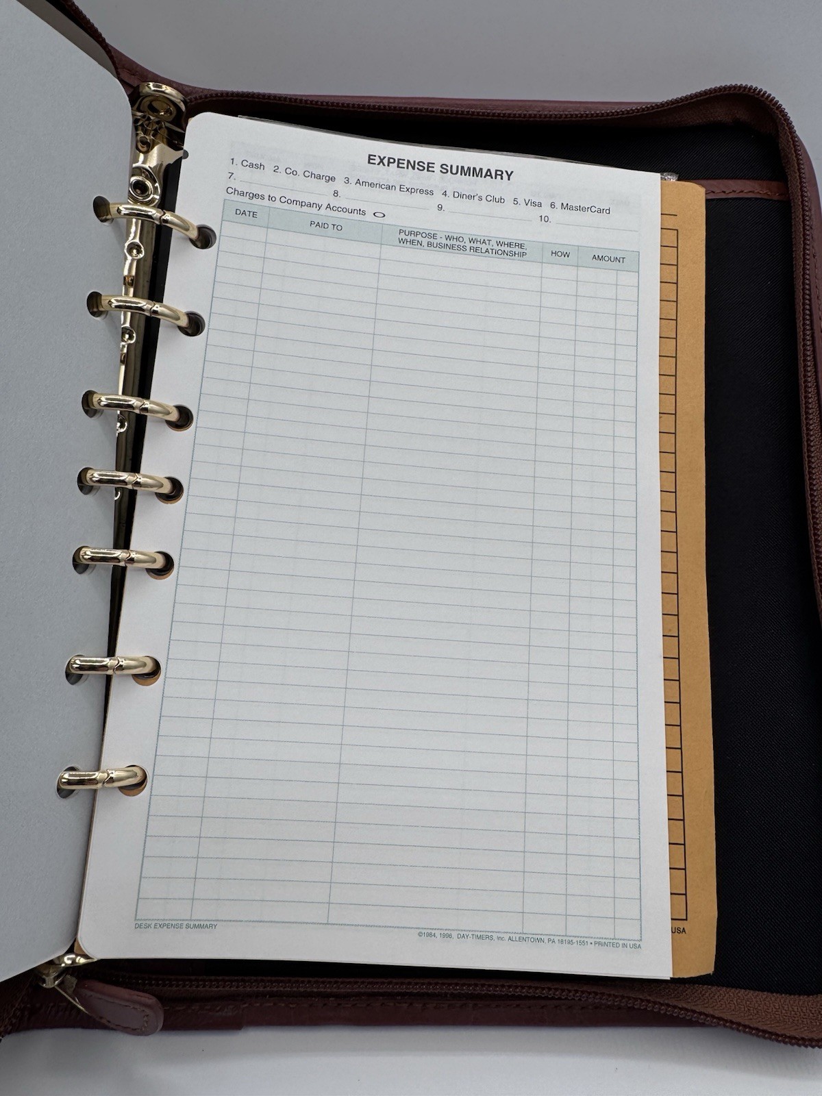 Vintage Day-Timer 2 Tone Zip Around Planner Organizer 7 Ring Binder Inserts 90’s
