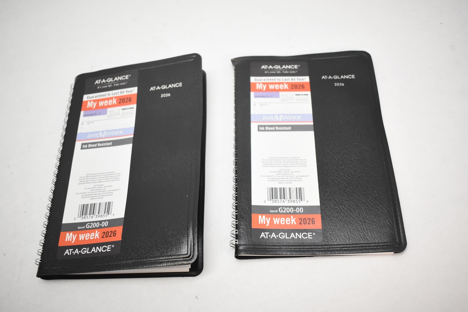 AT-A-GLANCE My Week 2026 Weekly Pocket Planner G200-00 Black Lot Of 2 DayMinder
