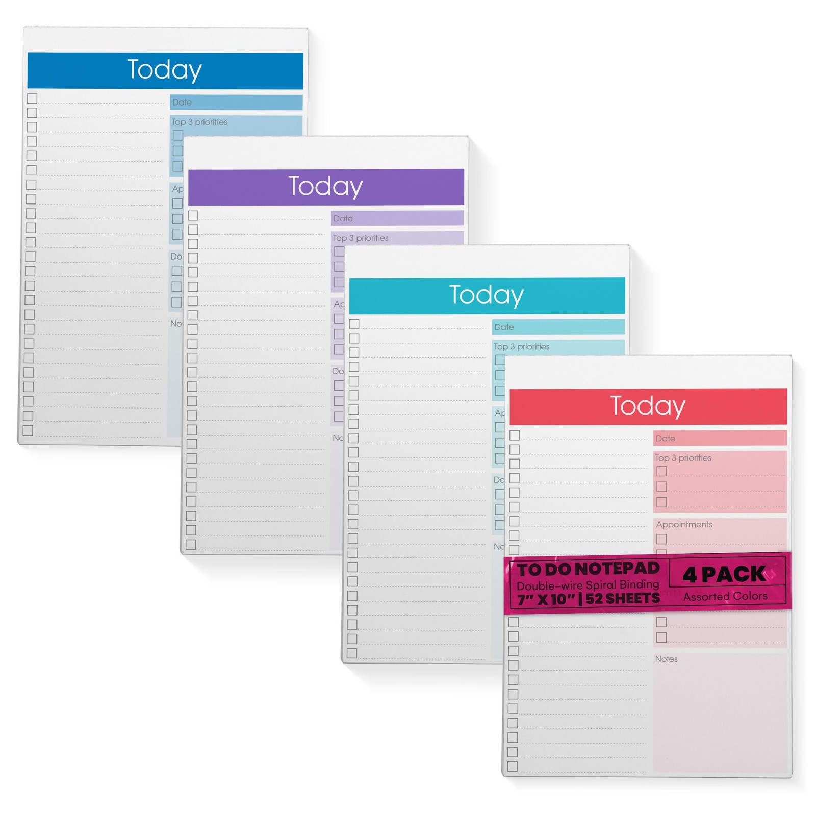 To Do List Notepad, 7″ x 10″ Today Note Pad, 52 Sheets, Daily Agenda Producti…