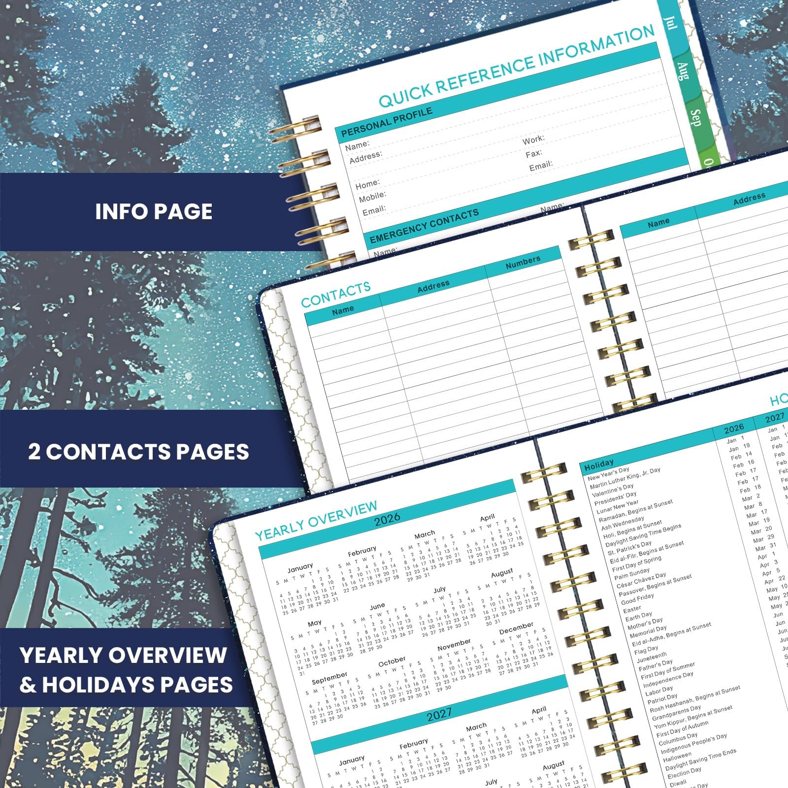Planner 2026-2027 – Jul. 2026 – Jun. 2027, 6.4″ x 8.5″, Blue
