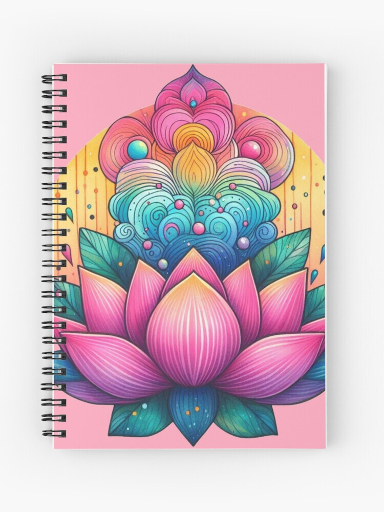 Zen Tangle Lotus Drop Journal Spiral Notebook Ruled Line Original Design
