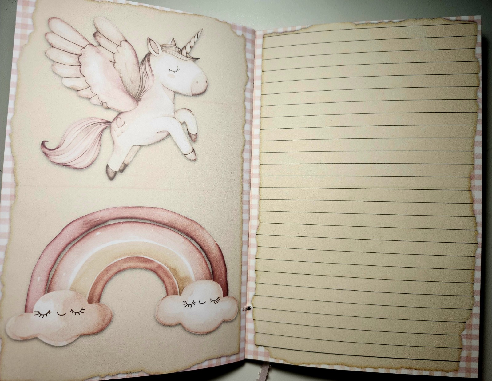Junk Journal Booklet “UNICORNS & FAIRIES” Handmade Lg 8.5″x5.5″ 40pgs