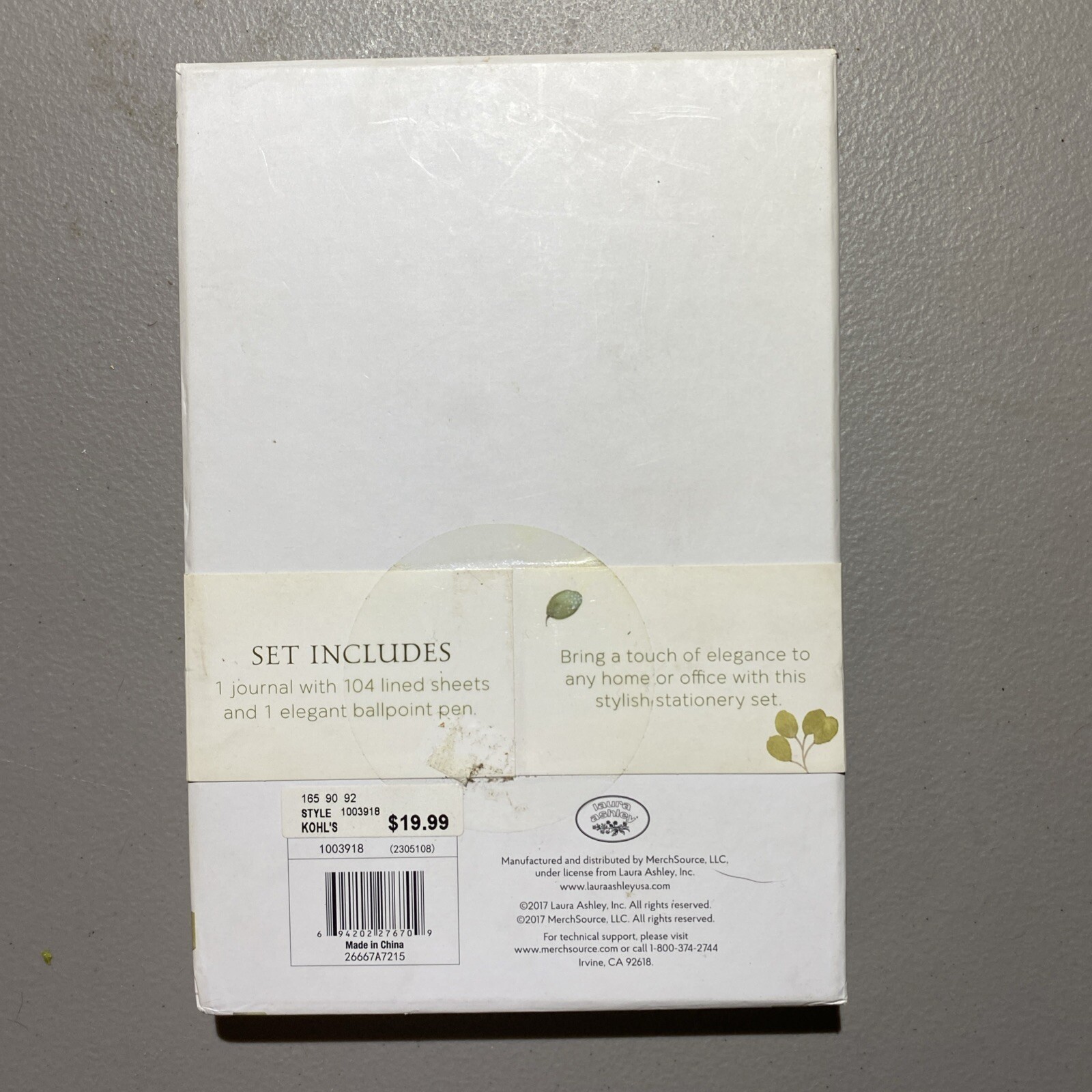 Laura Ashley Paper Plastic Journal Notebook & Pen Gift Stationery Set