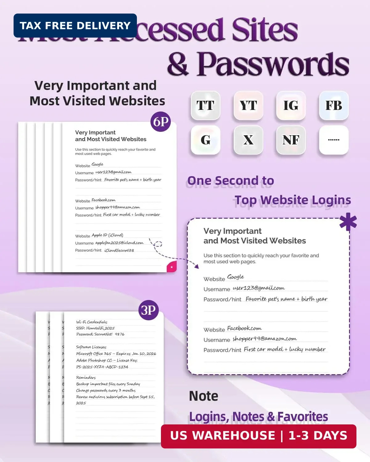 Password Keeper Book with Colorful Alphabetical Tabs, Small Pocket Password Logb