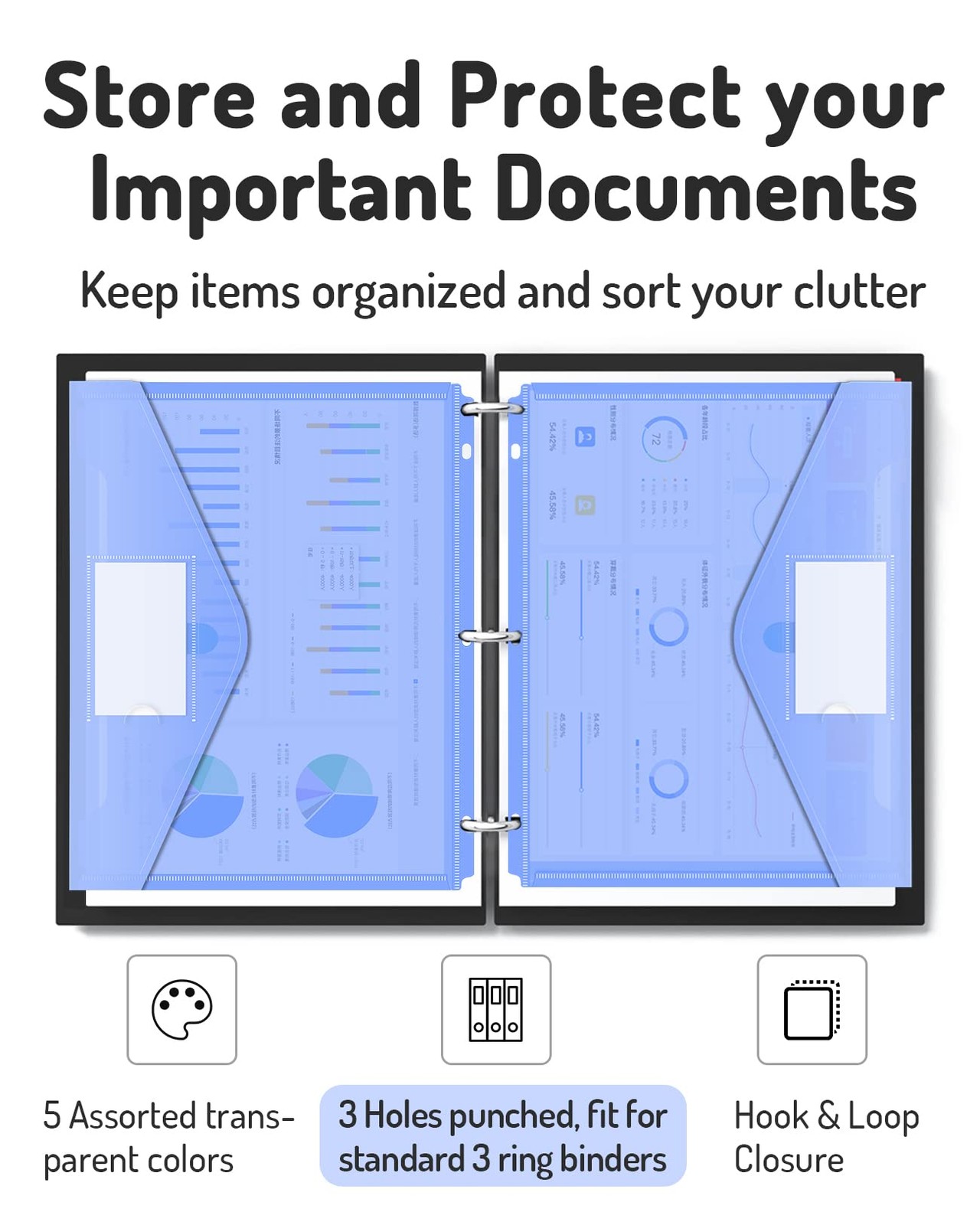 Forvencer Binder Pocket, 10 Pack Super Heavyweight Plastic Folders Colorful