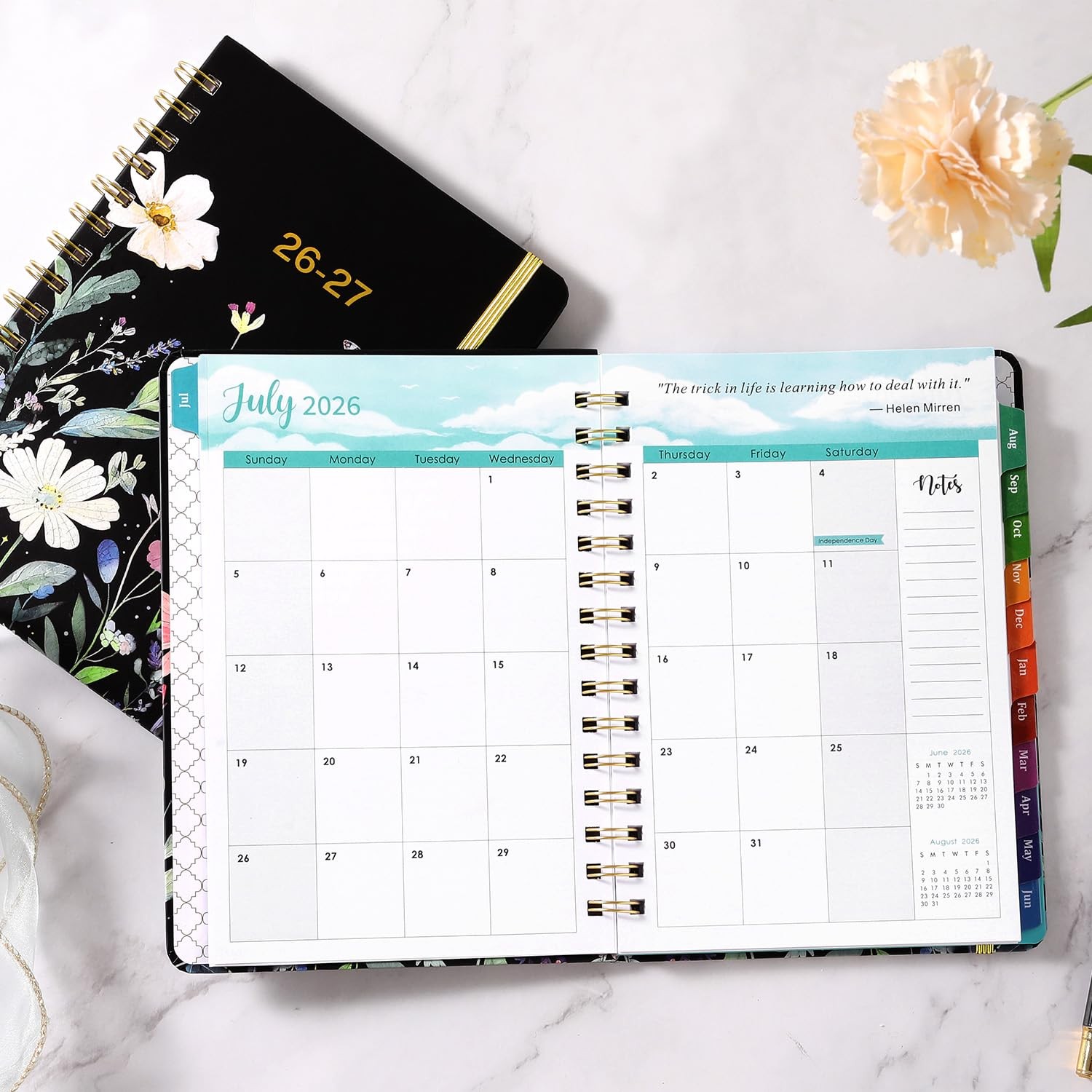 2026 2027 Planner Weekly Monthly Academic Hardcover 6.5×8.5 Colorful Tabs