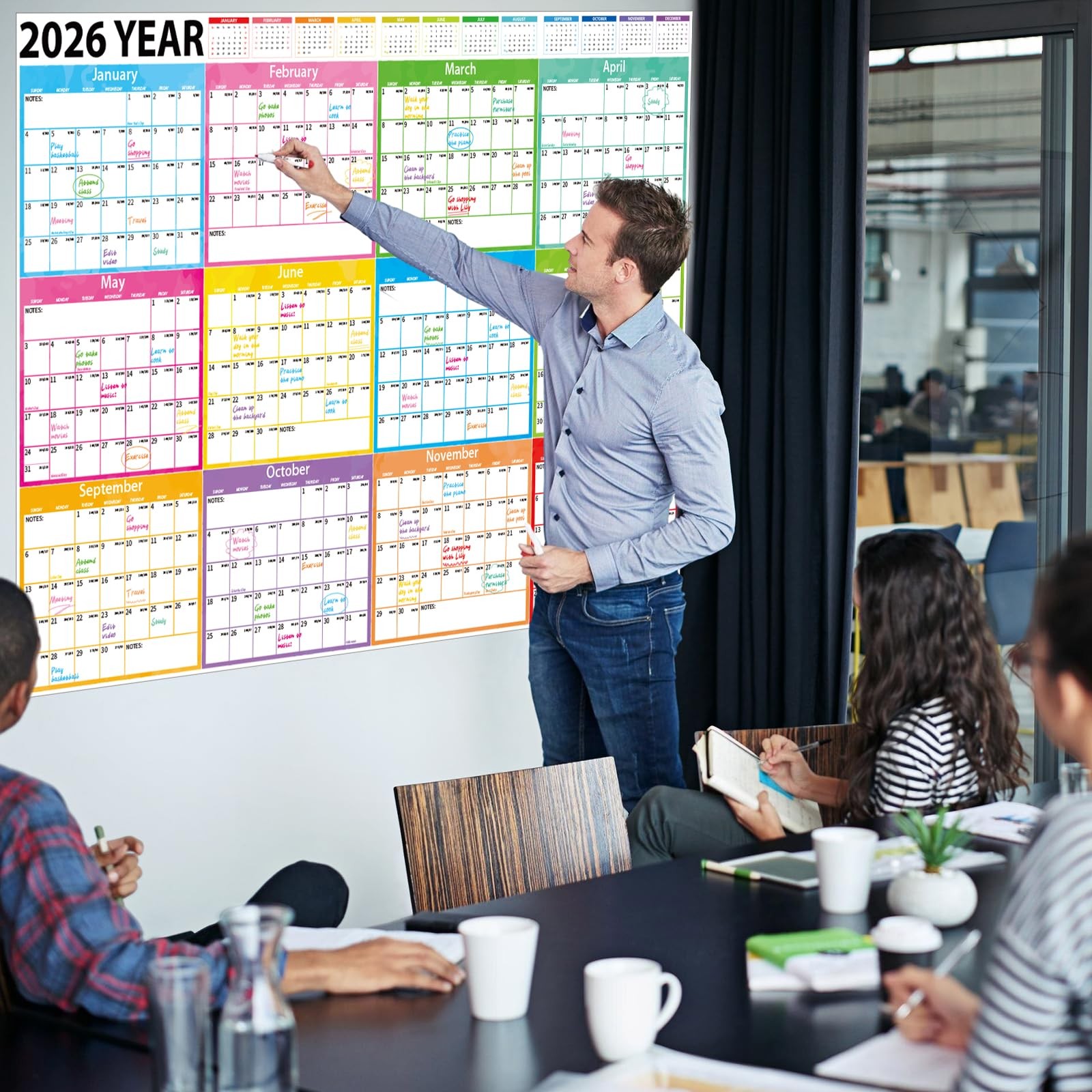 2026-2027 Large Dry Erase Calendar for Wall 48″ x 32″ x 32″, Colorful