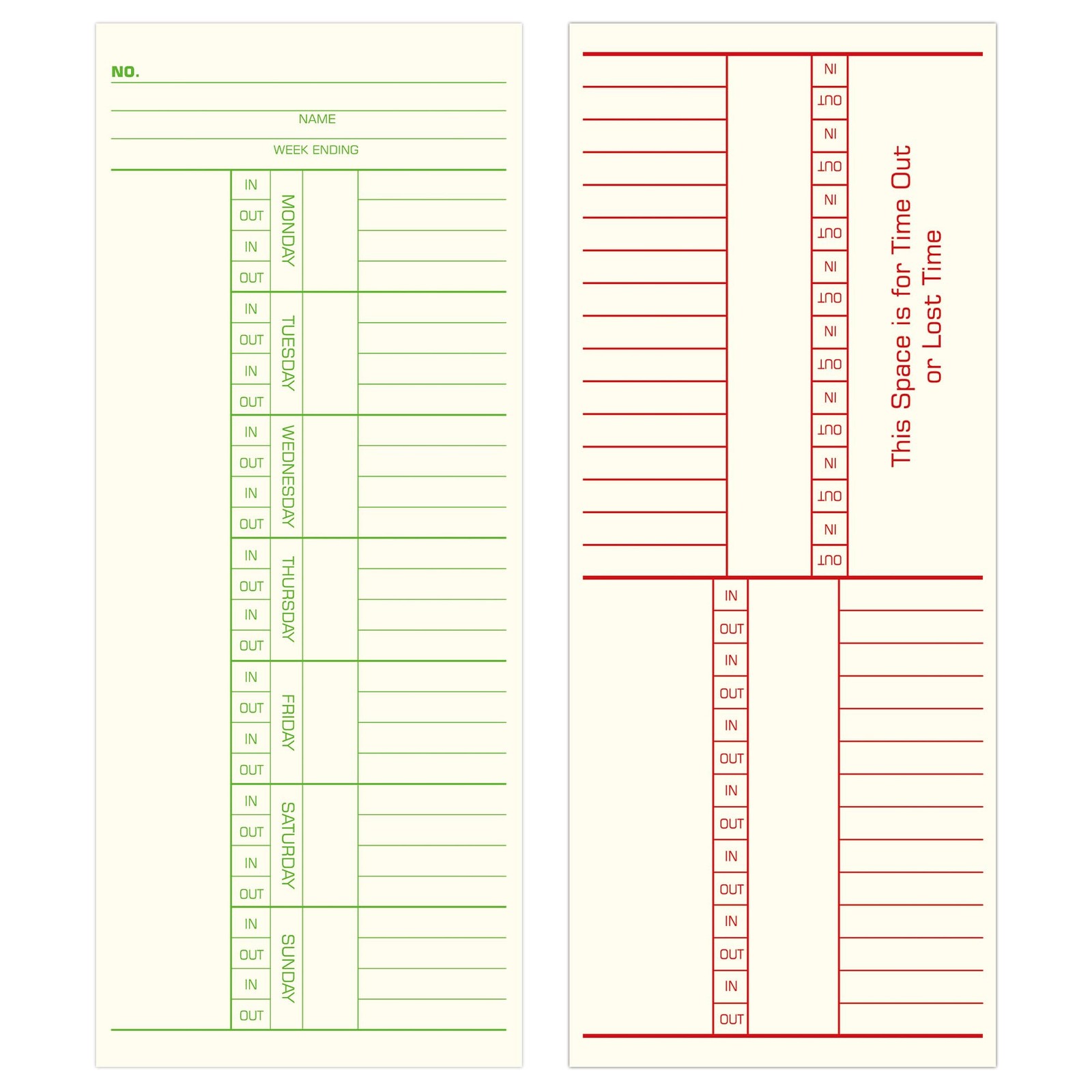 Weekly Time Cards 2-Sided, Named Days, 3-3/8″ x 8-1/4″, 500-Count, Time…