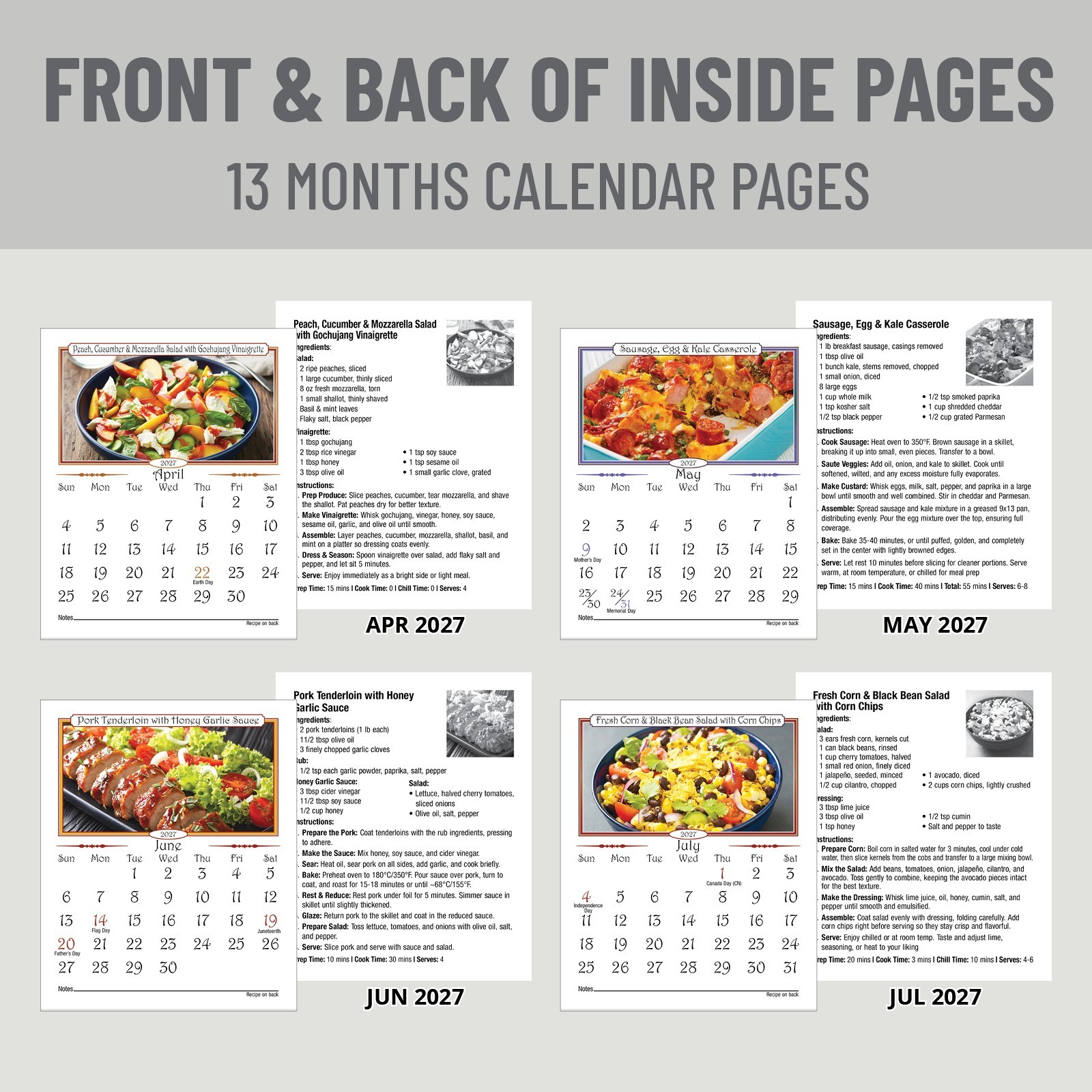 2027 Recipe Magnetic Calendar Business Card Lemon & Wooden Spoon Promo RCP803